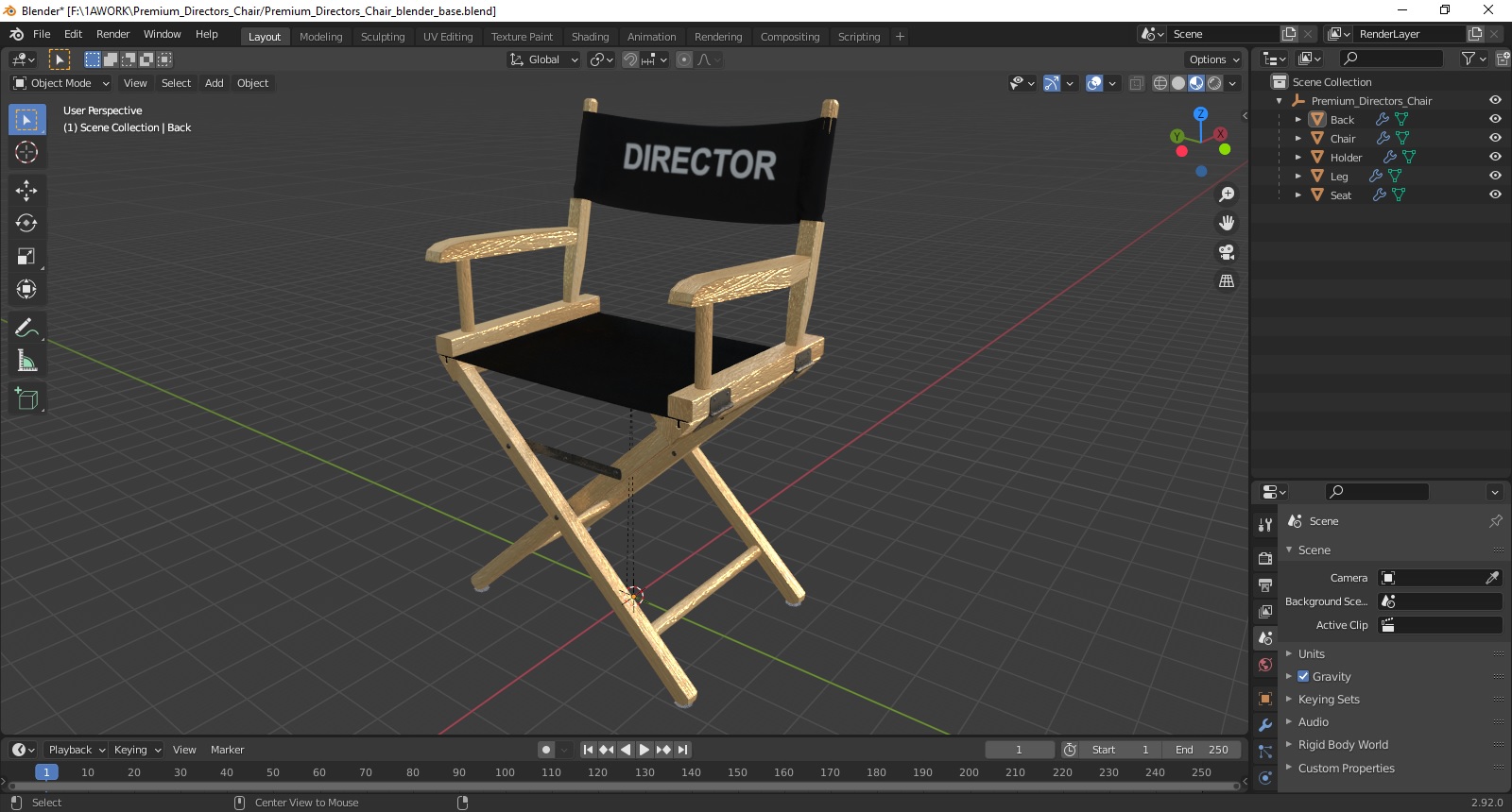 3D Premium Directors Chair model