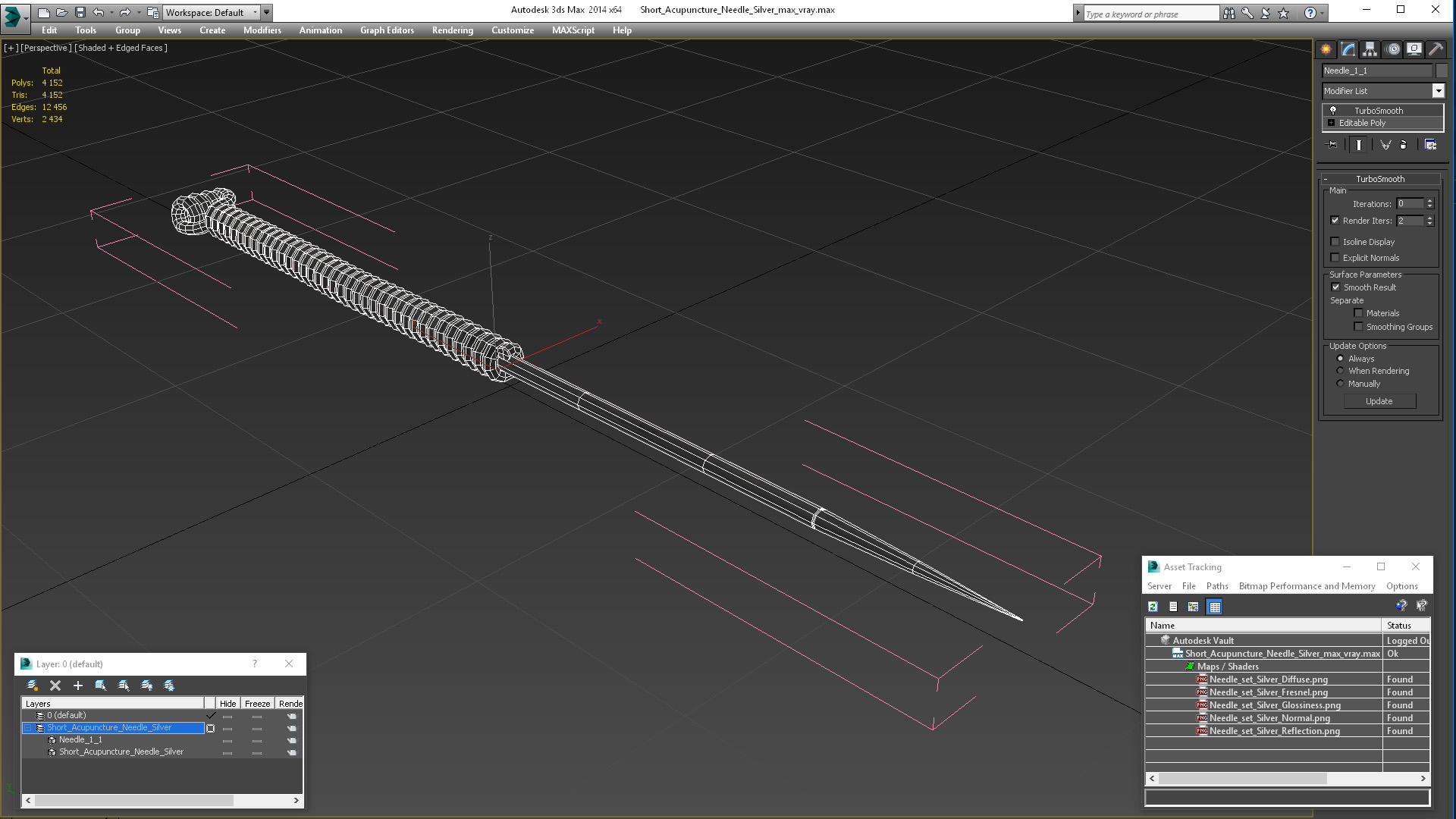 3D Short Acupuncture Needle Silver