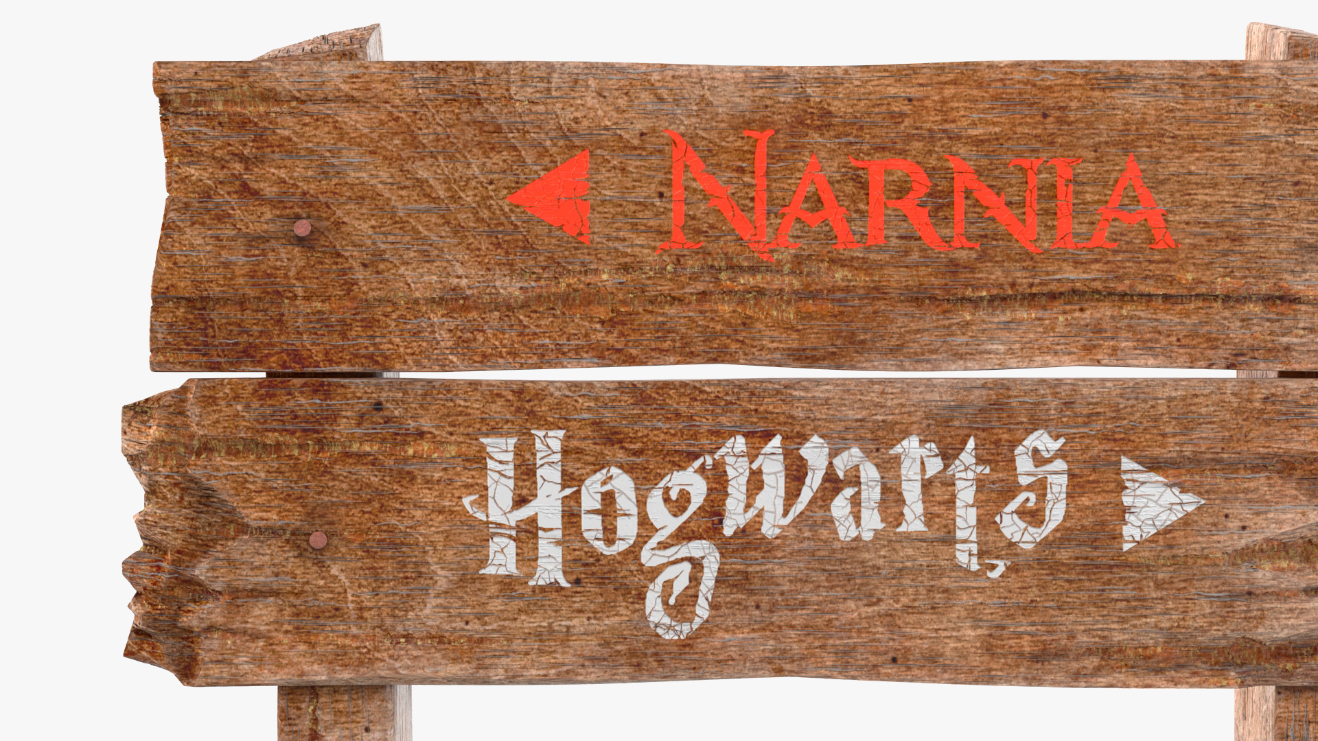 3D Old Wooden Road Sign Board