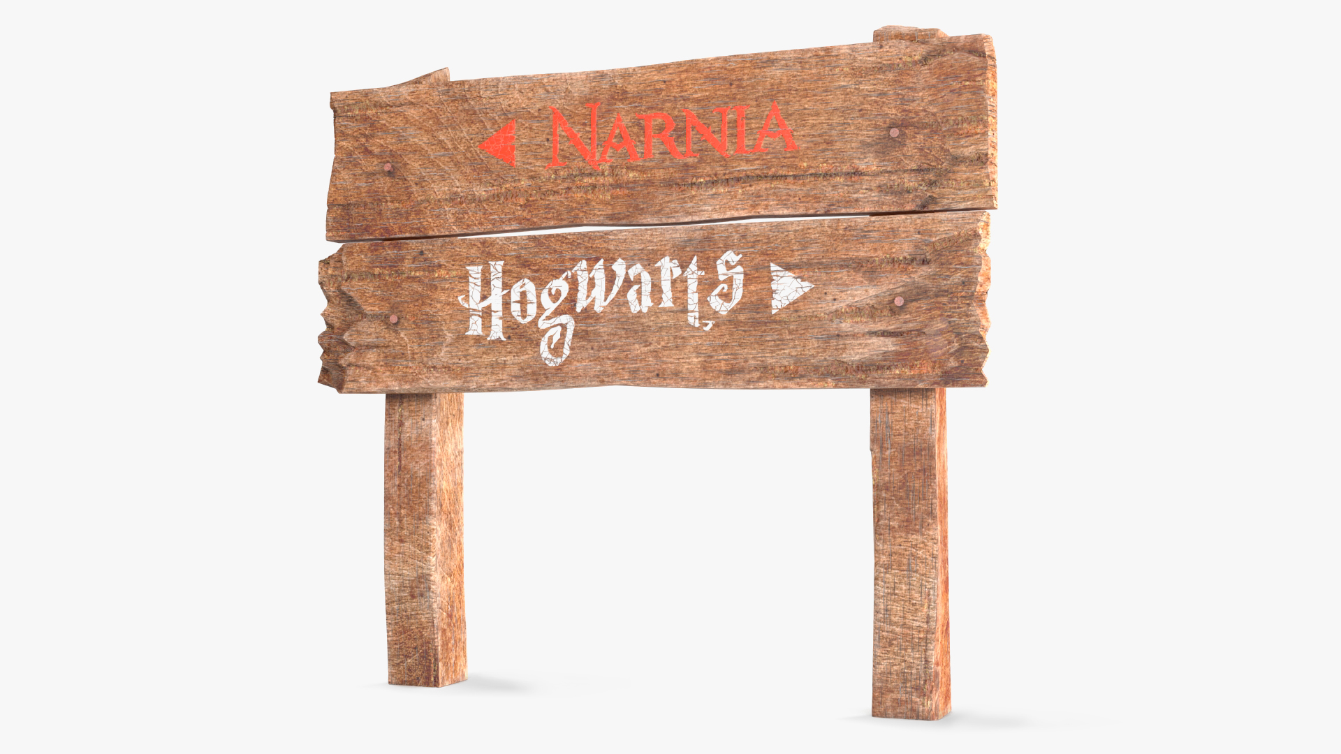 3D Old Wooden Road Sign Board