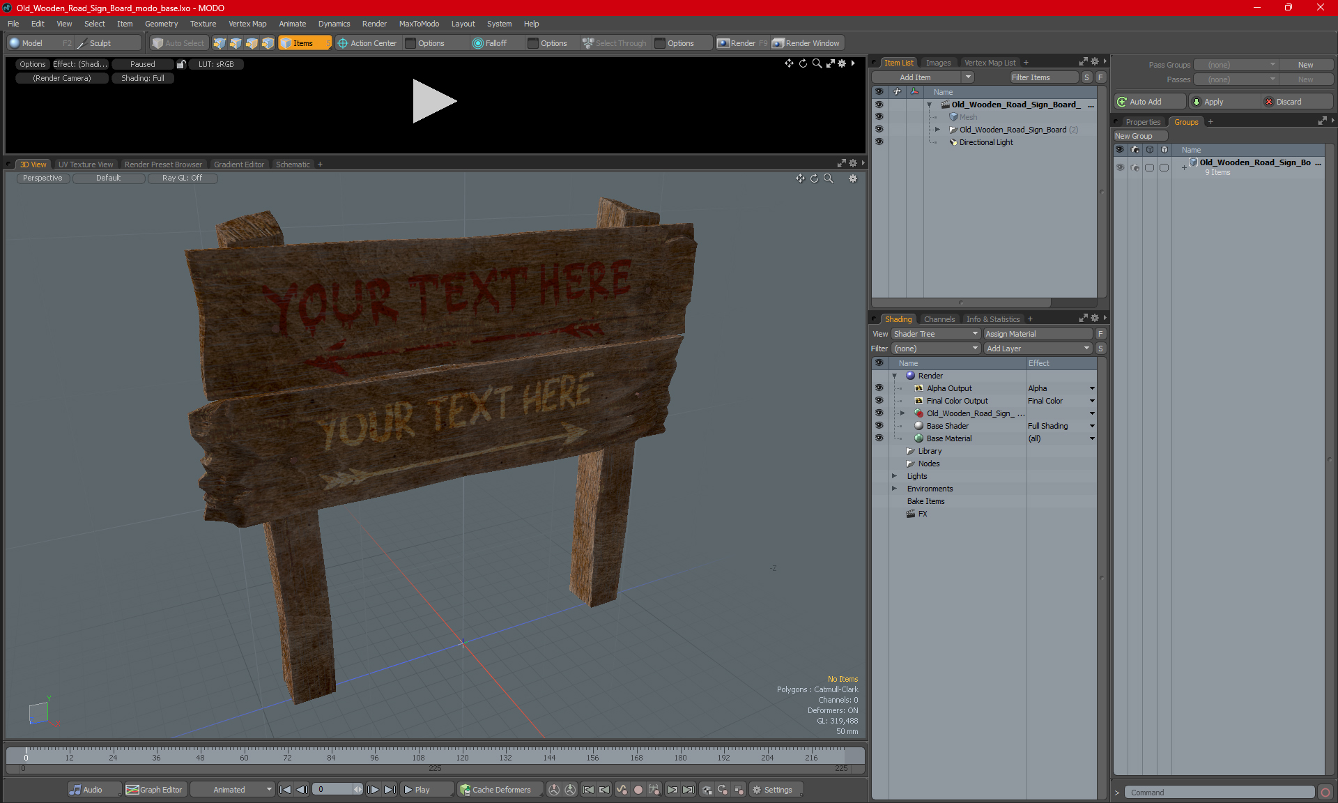 3D Old Wooden Road Sign Board