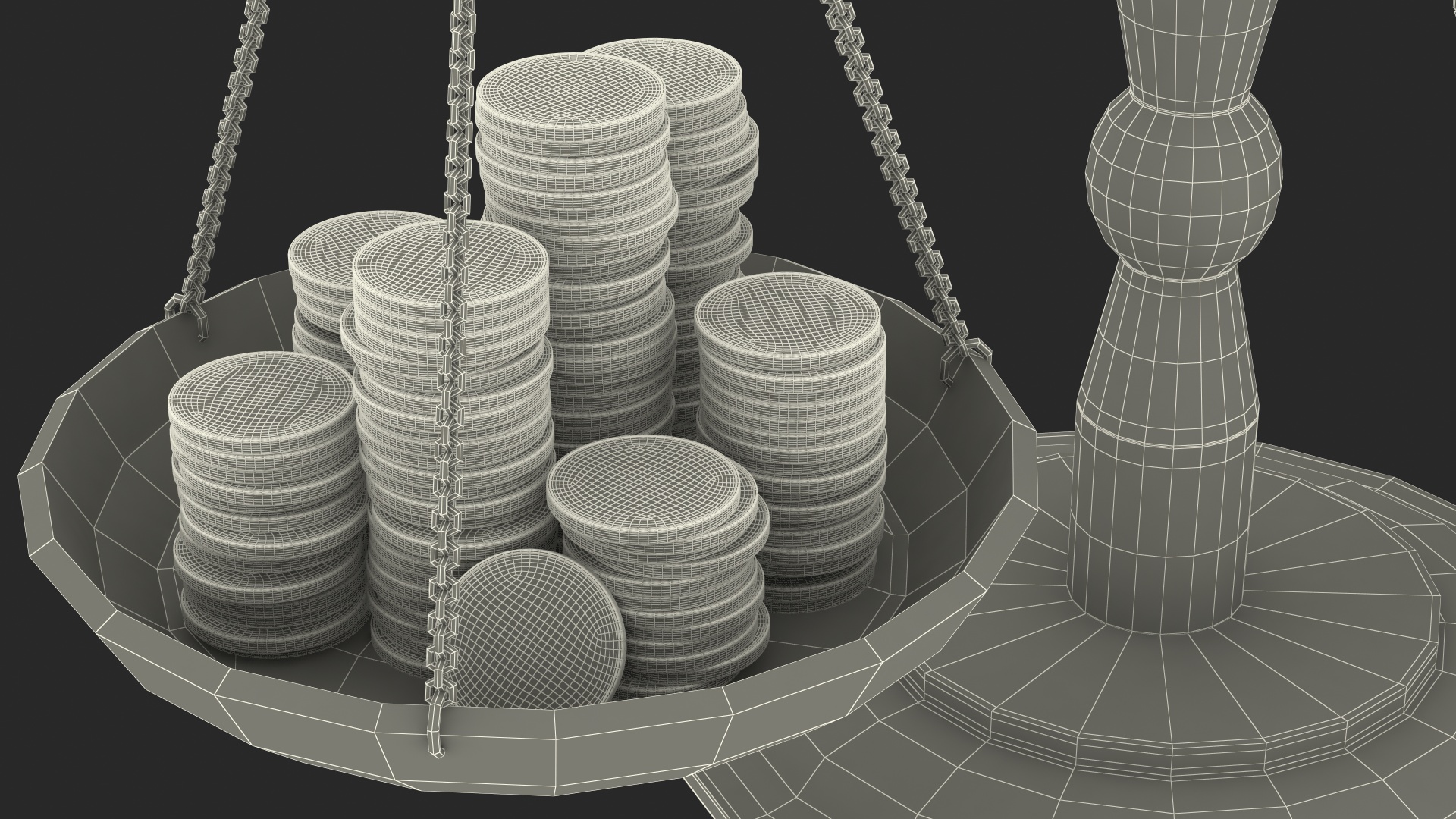 Scales Piggy Bank And Coins 3D
