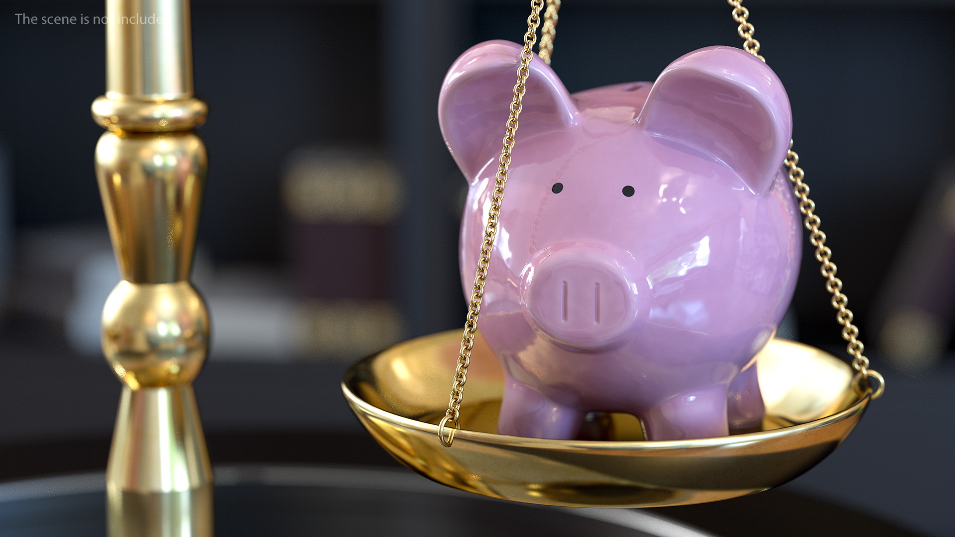 Scales Piggy Bank And Coins 3D