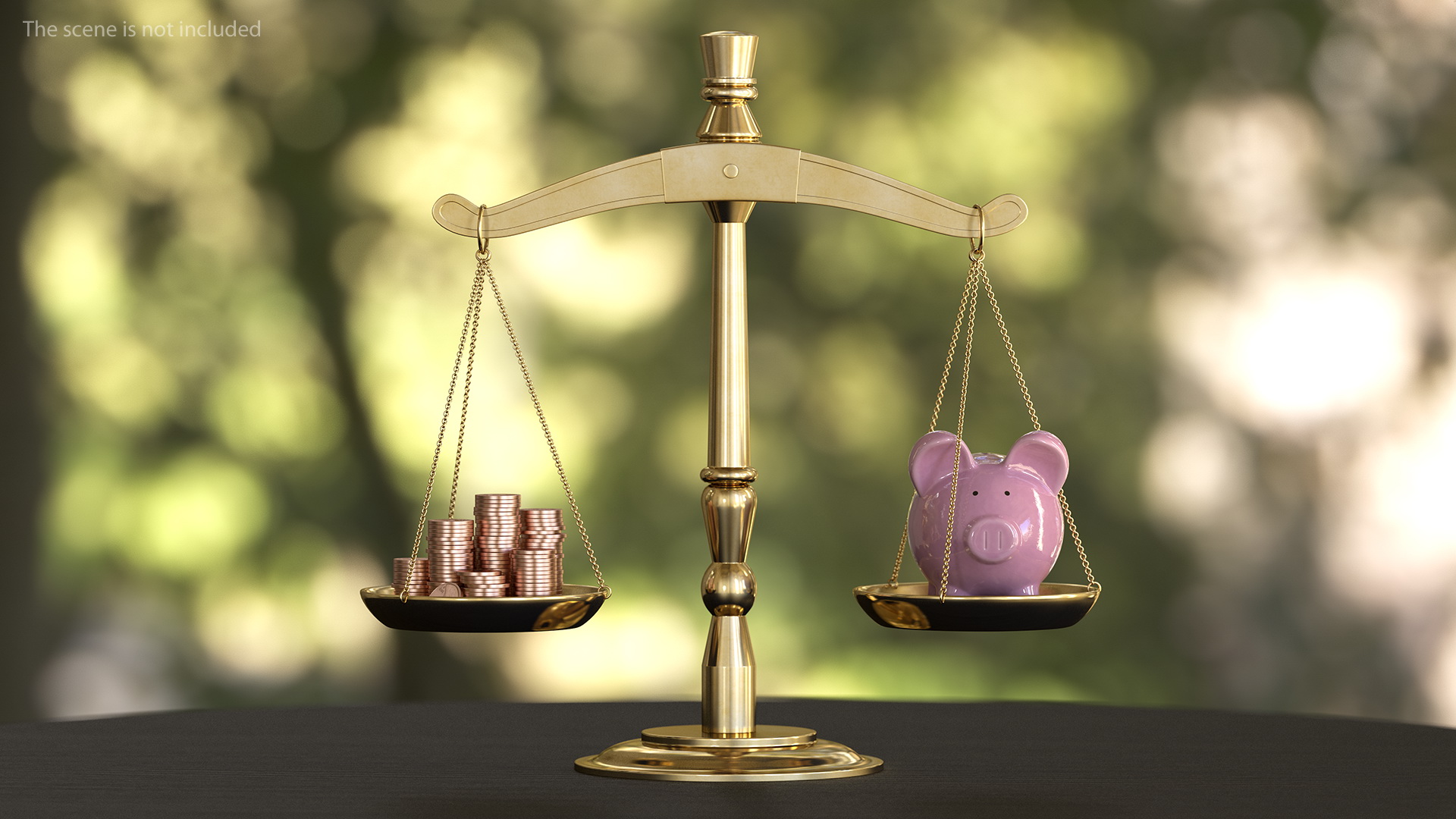 Scales Piggy Bank And Coins 3D