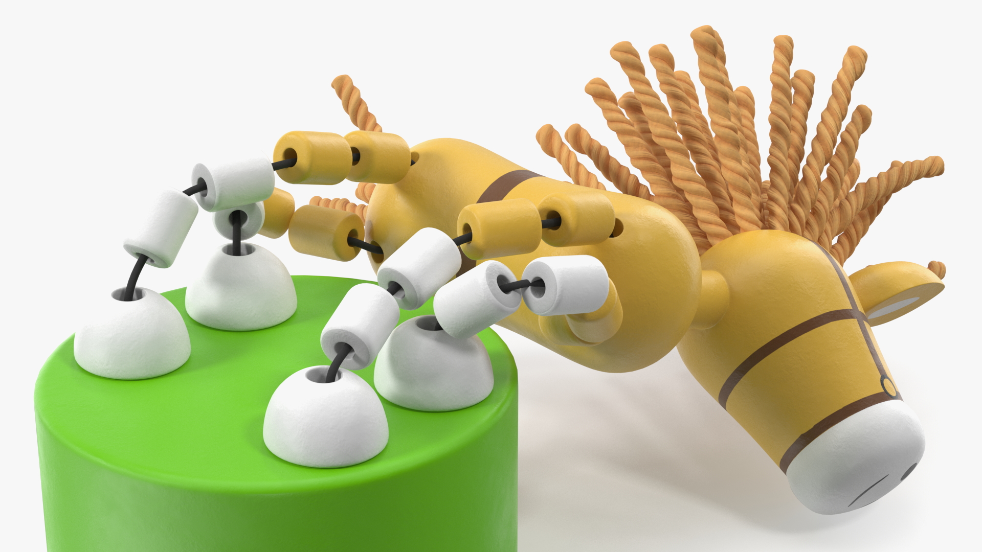 3D Thumb Push Puppet Yellow Unicorn Lying Pose model