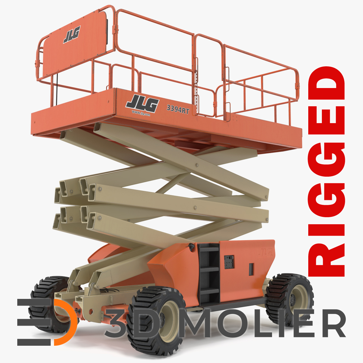 JLG 3394RT Scissor Lift Rigged for Cinema 4D 3D model