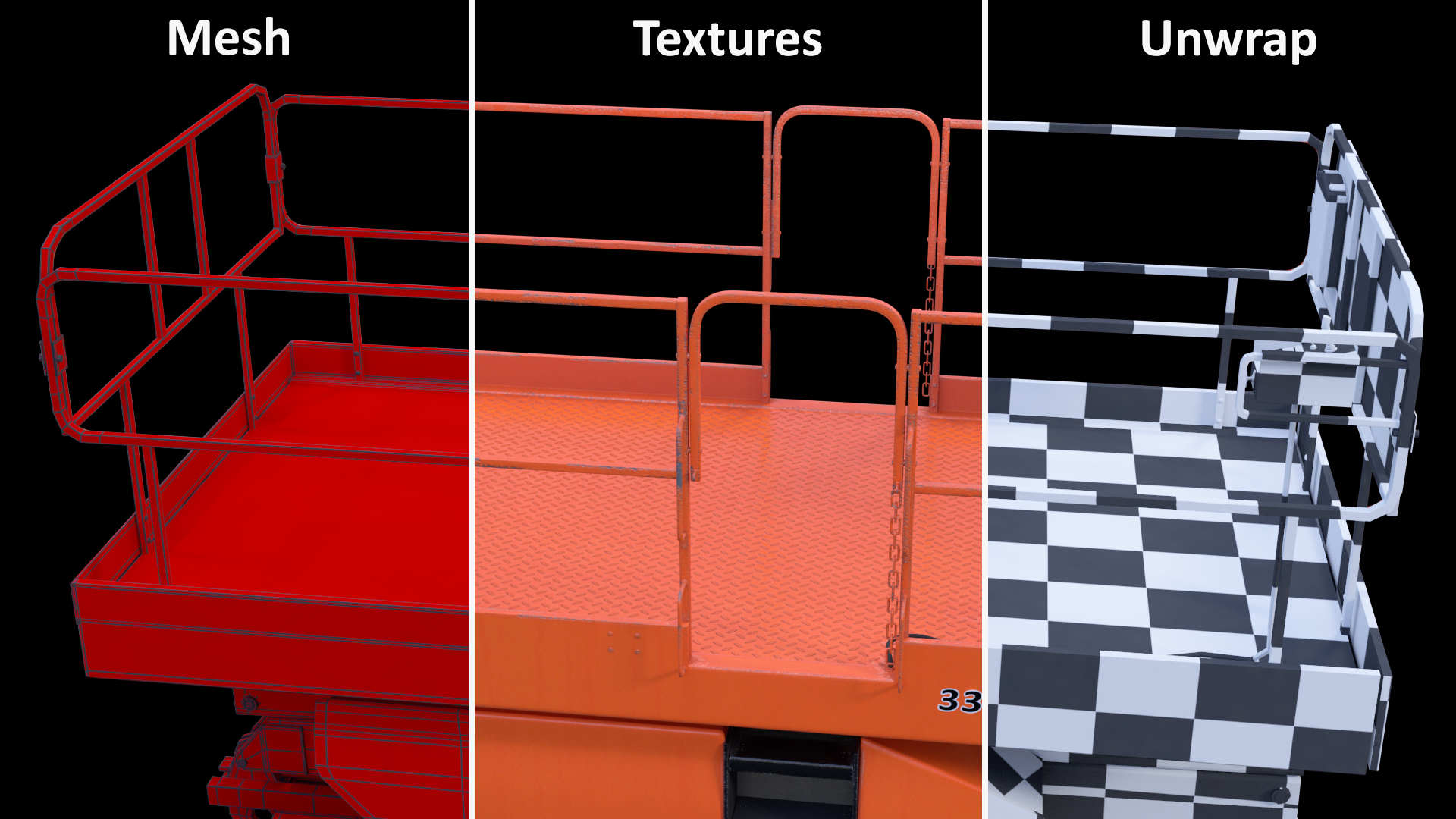 JLG 3394RT Scissor Lift Rigged for Cinema 4D 3D model