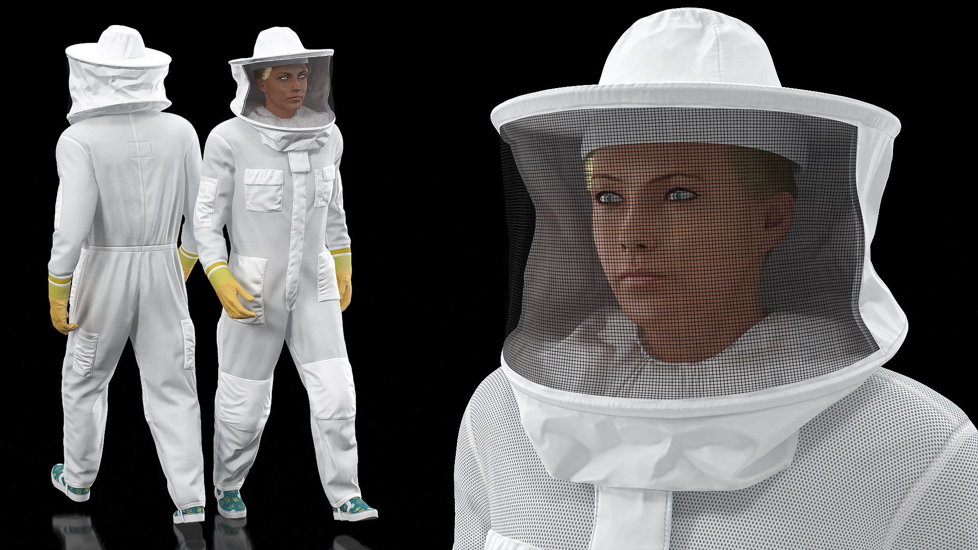 Female Professional Beekeeper Walking Pose 3D