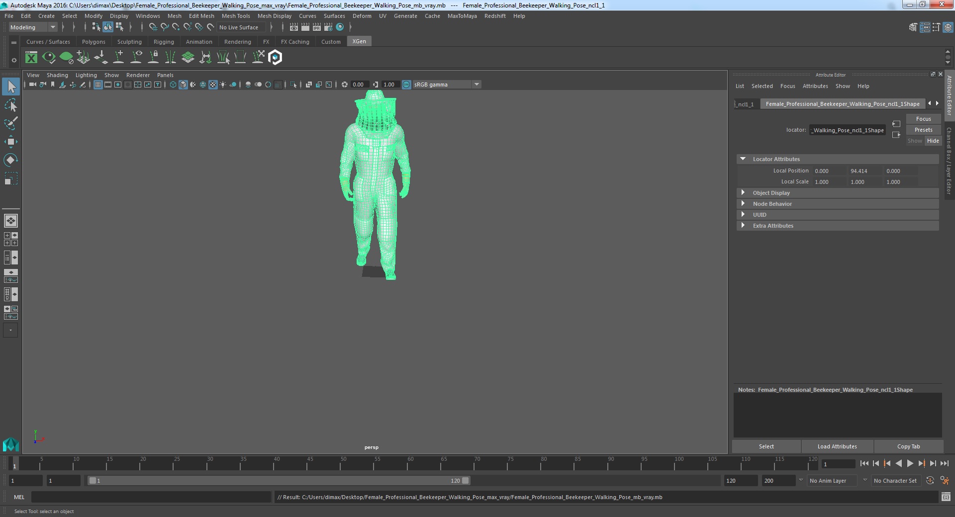 Female Professional Beekeeper Walking Pose 3D
