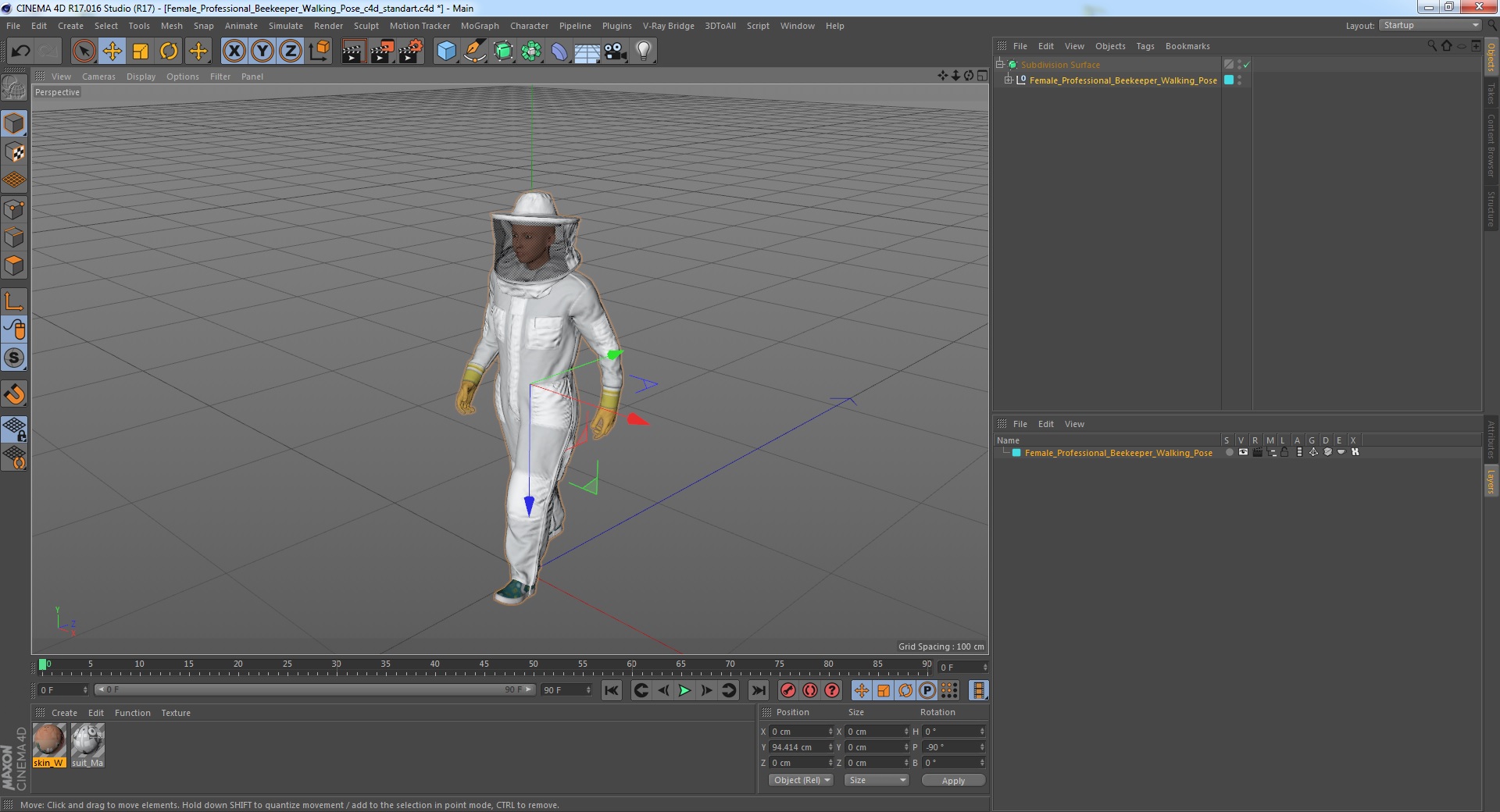 Female Professional Beekeeper Walking Pose 3D