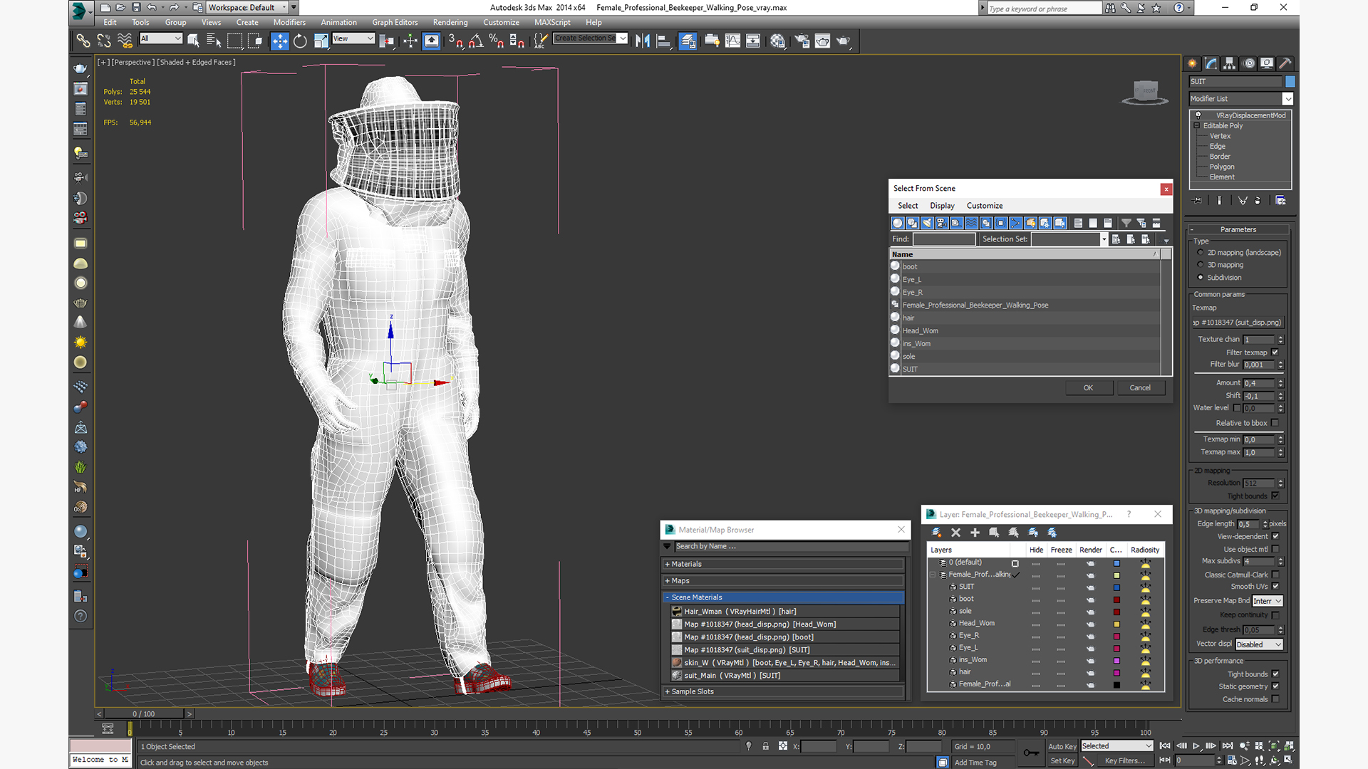 Female Professional Beekeeper Walking Pose 3D