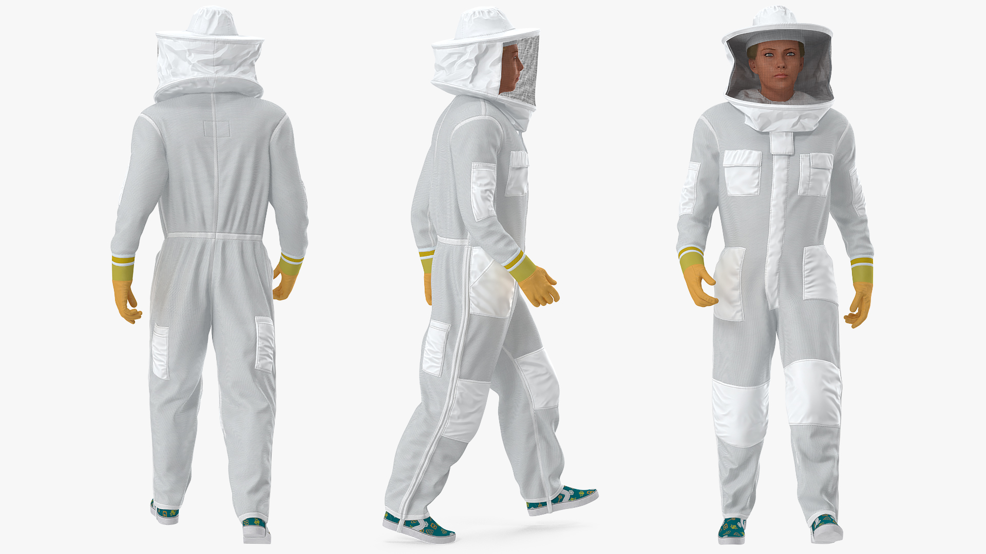 Female Professional Beekeeper Walking Pose 3D