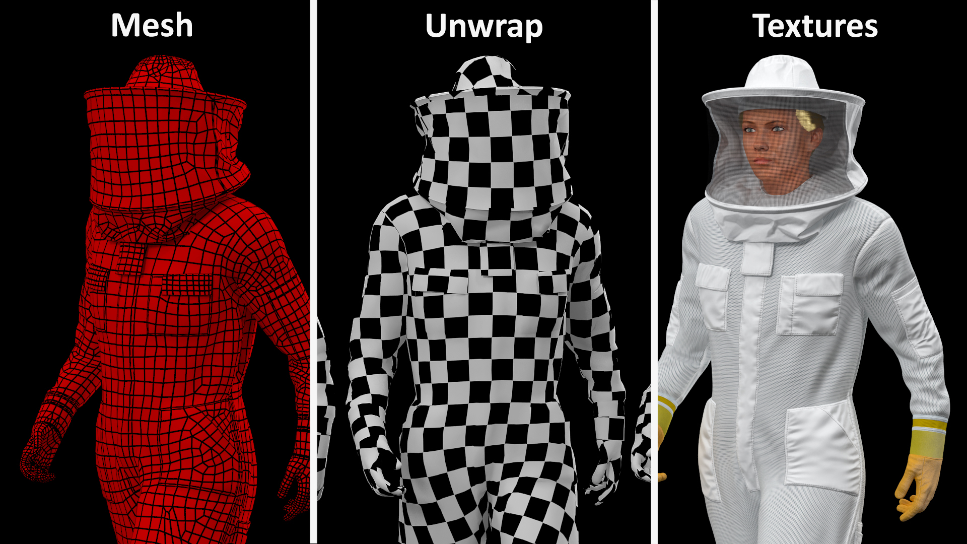 Female Professional Beekeeper Walking Pose 3D