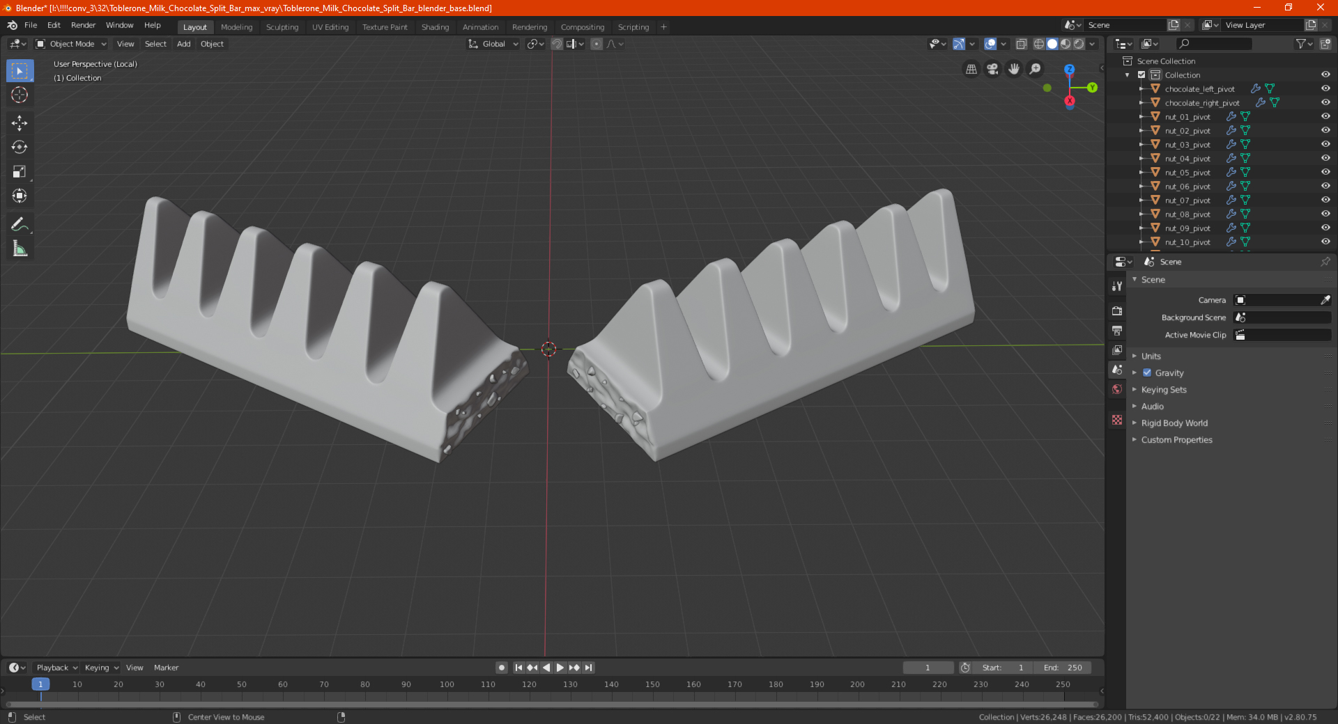 3D model Toblerone White Chocolate Split Bar