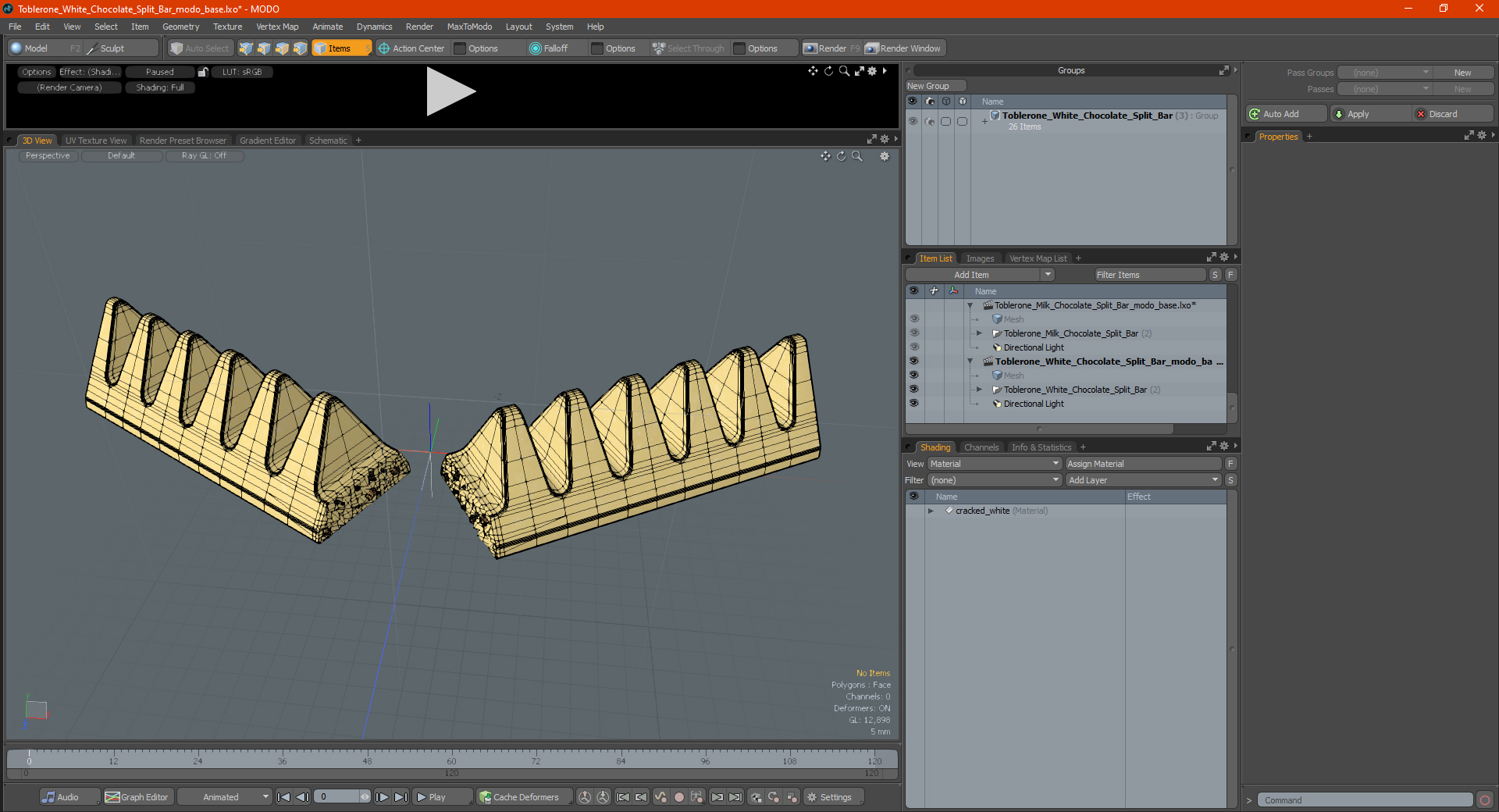 3D model Toblerone White Chocolate Split Bar