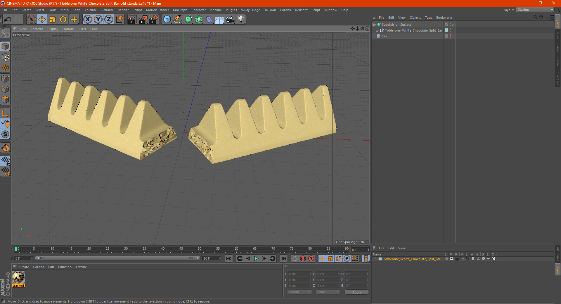 3D model Toblerone White Chocolate Split Bar