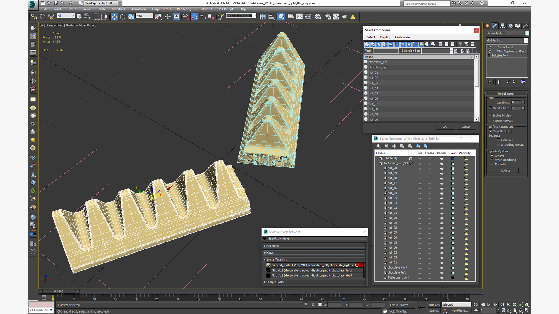 3D model Toblerone White Chocolate Split Bar