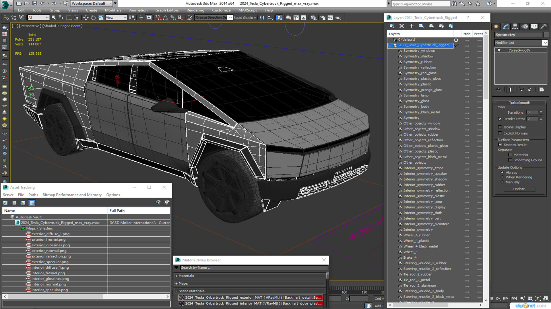 2024 Tesla Cybertruck Rigged for Maya 3D