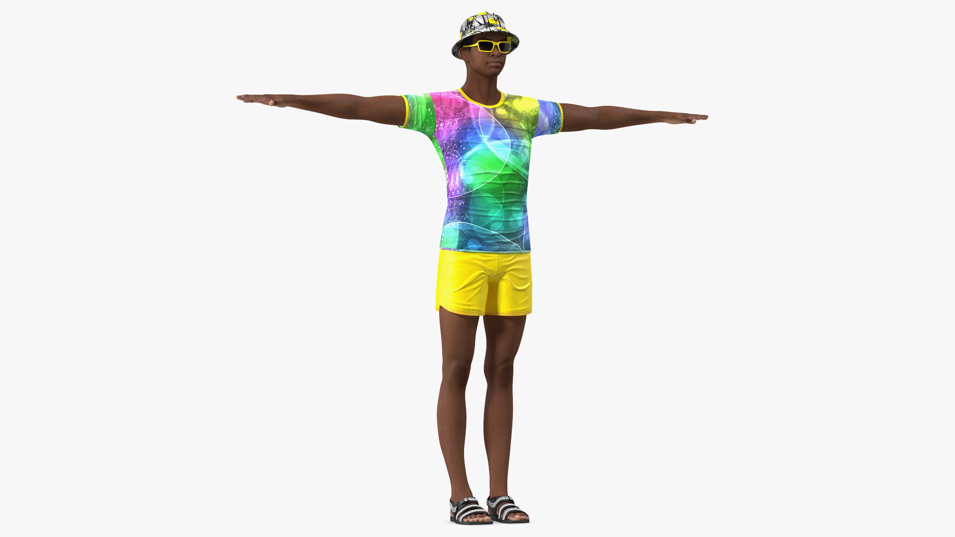 3D Light Skin Teenager Beach Style T Pose model