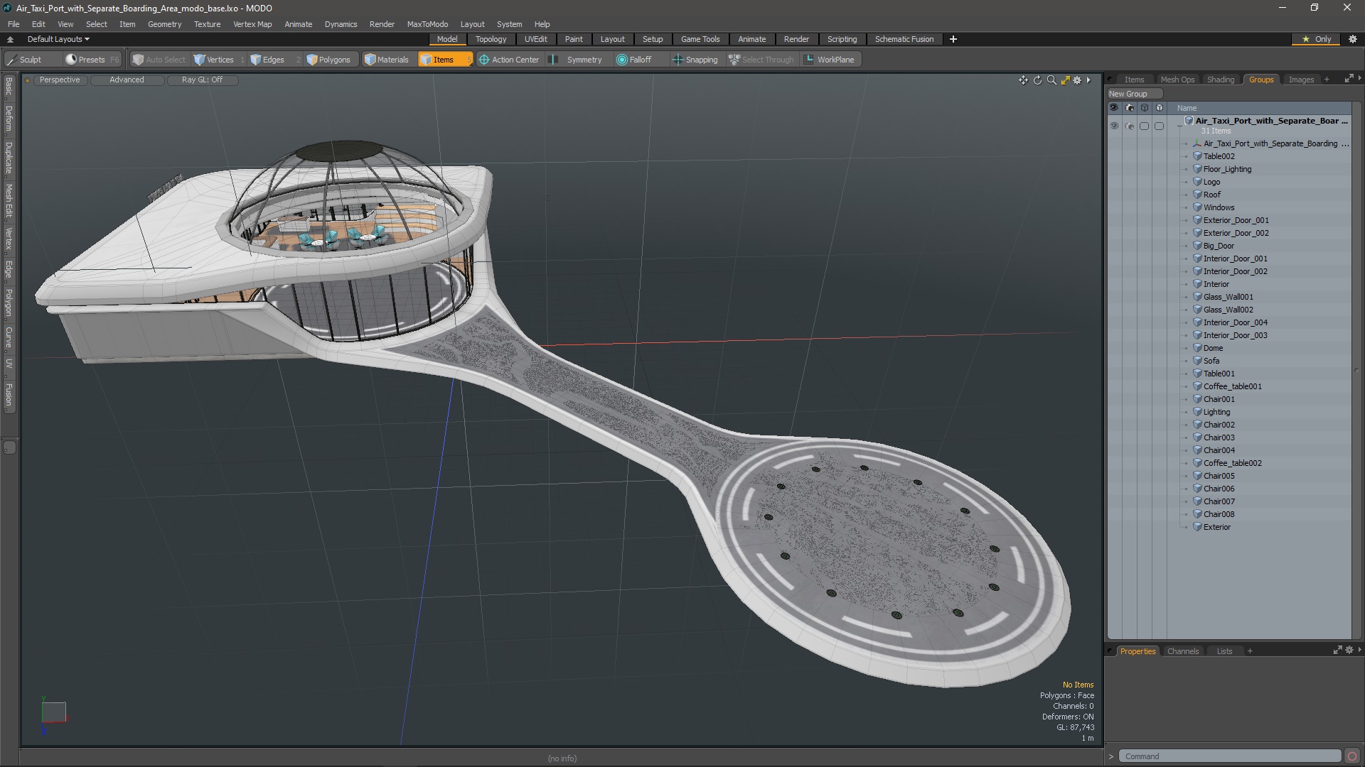 3D Air Taxi Port with Separate Boarding Area
