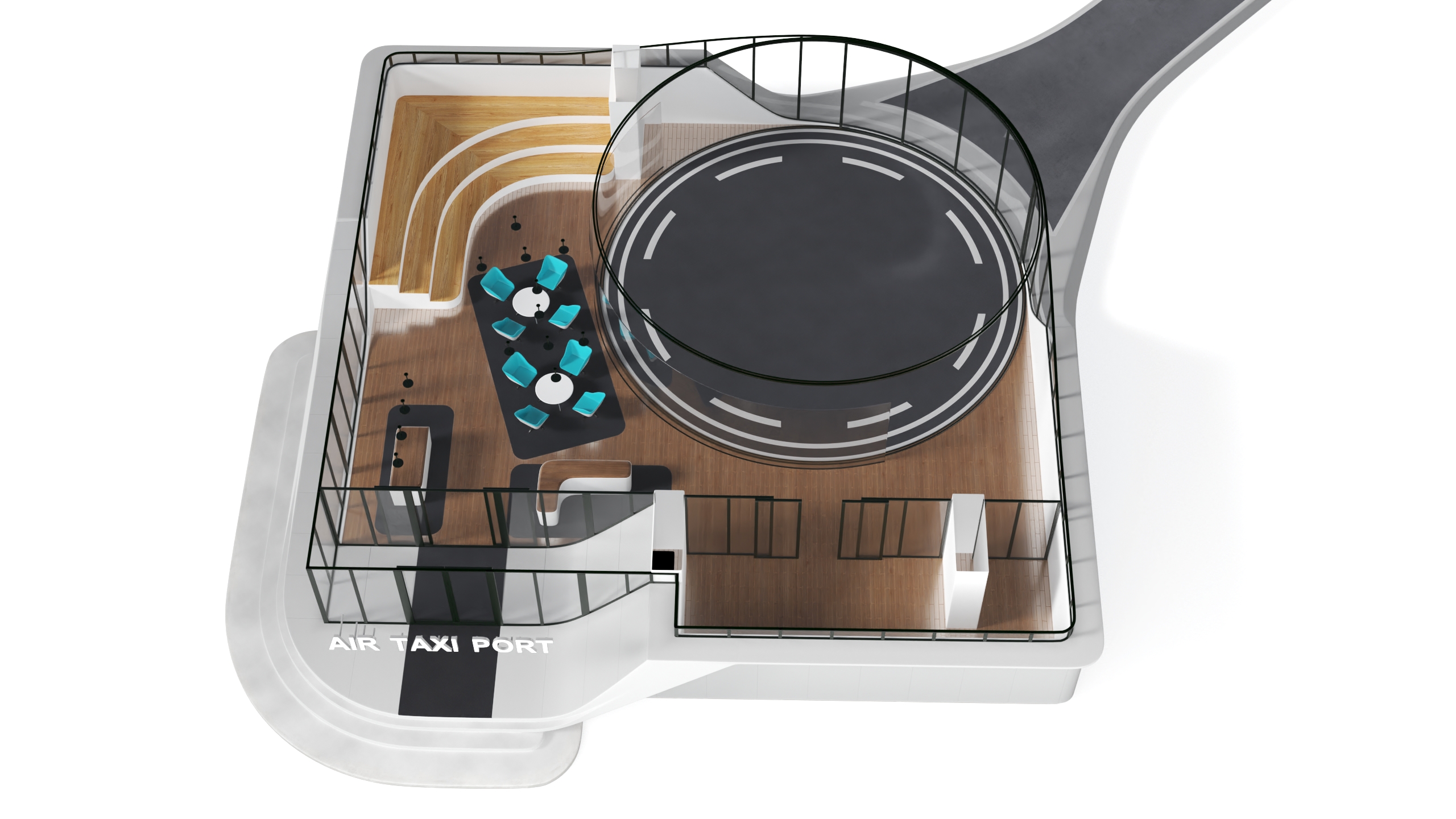 3D Air Taxi Port with Separate Boarding Area