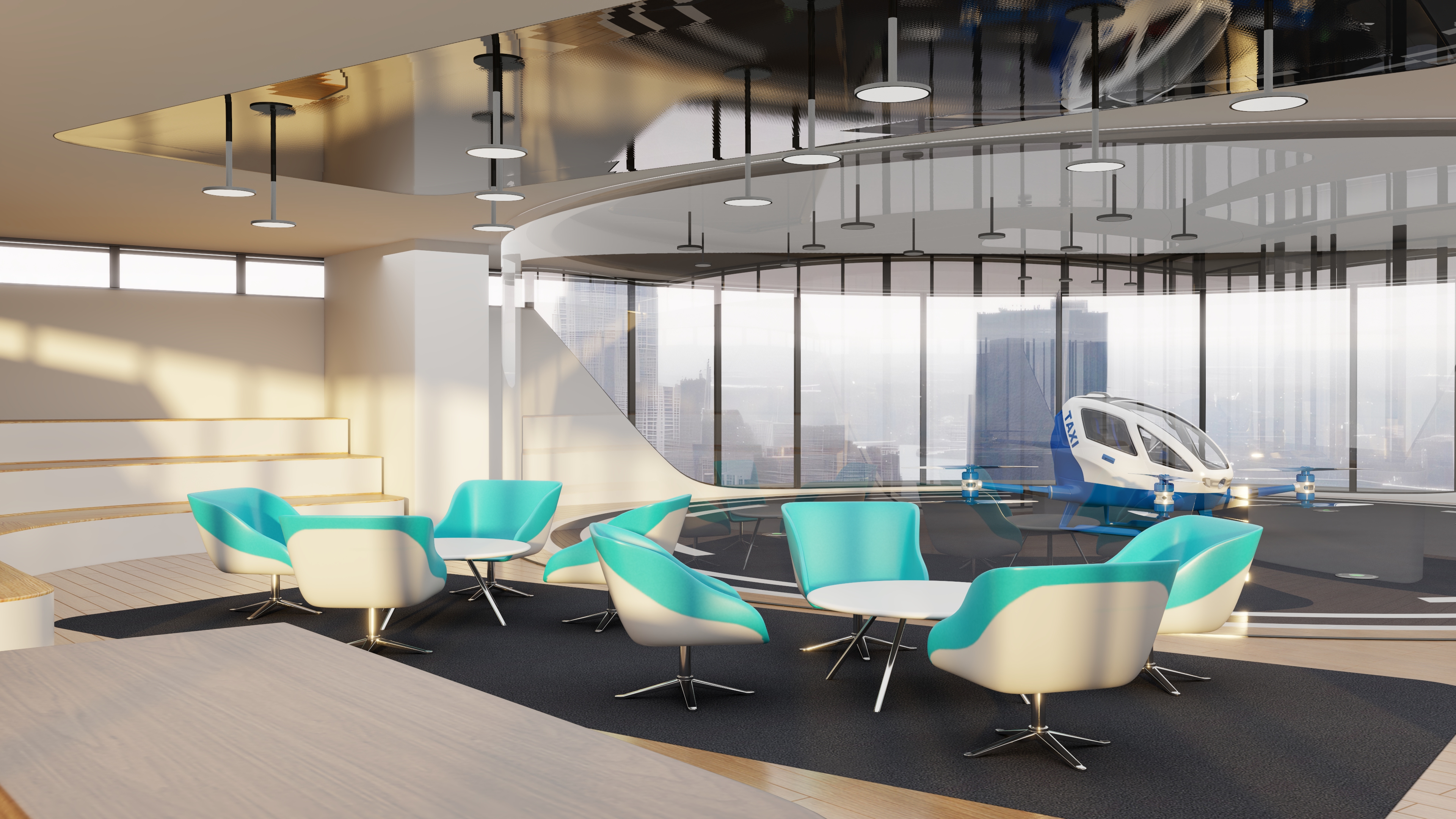 3D Air Taxi Port with Separate Boarding Area