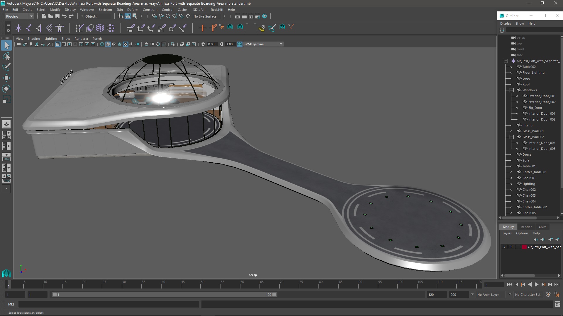 3D Air Taxi Port with Separate Boarding Area