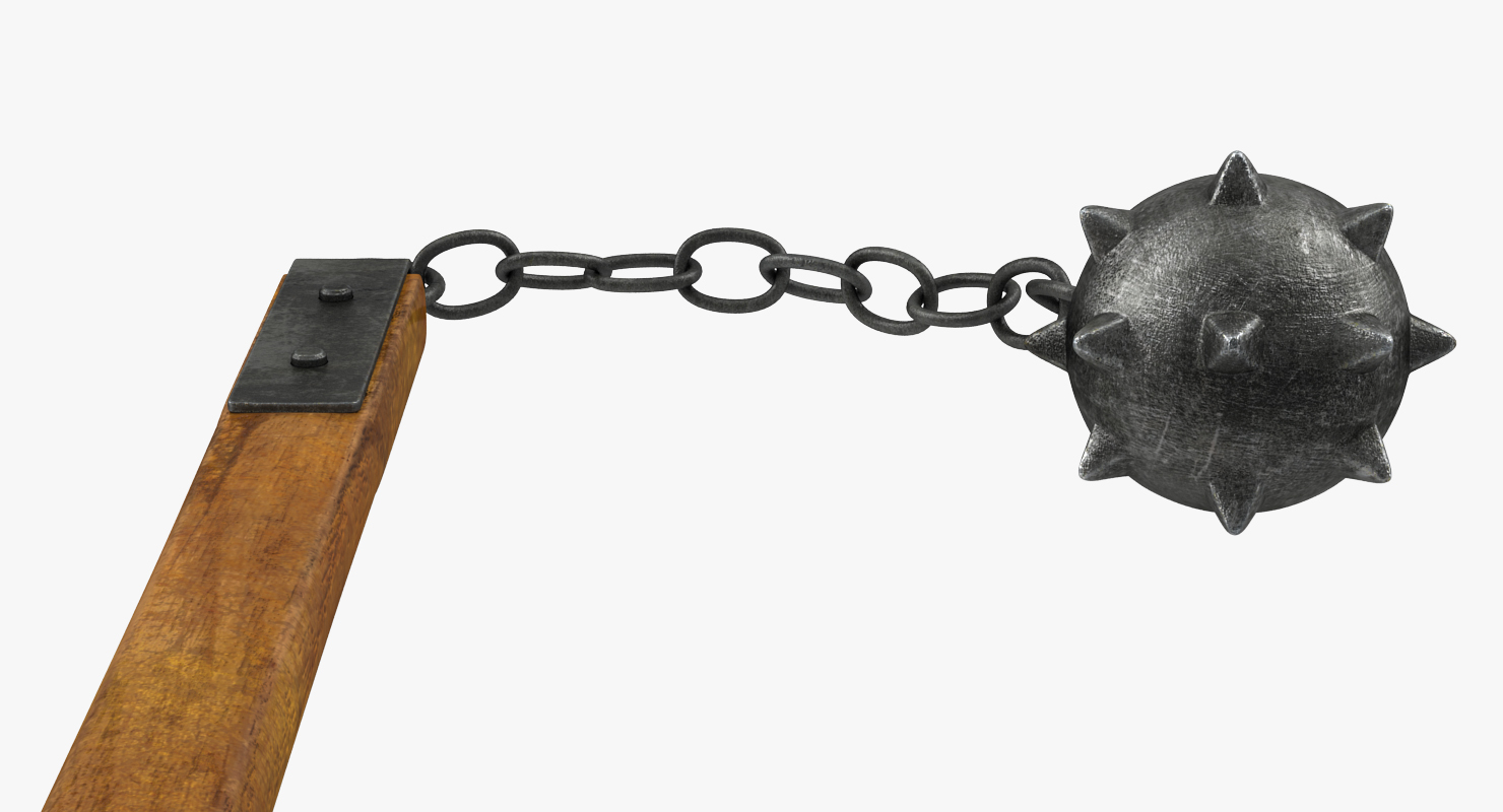 3D Vintage Flail Weapon Spiked Ball Chain Mace model