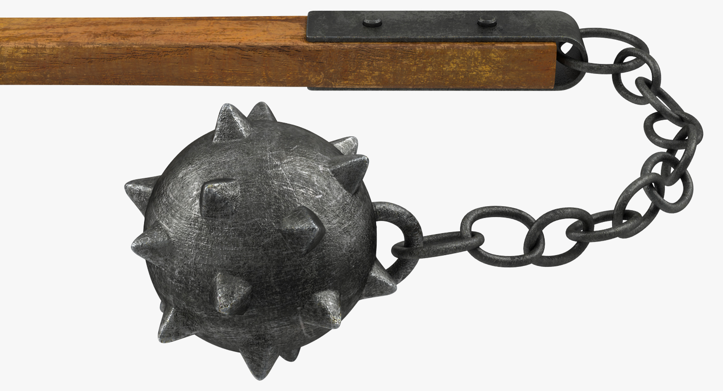 3D Vintage Flail Weapon Spiked Ball Chain Mace model