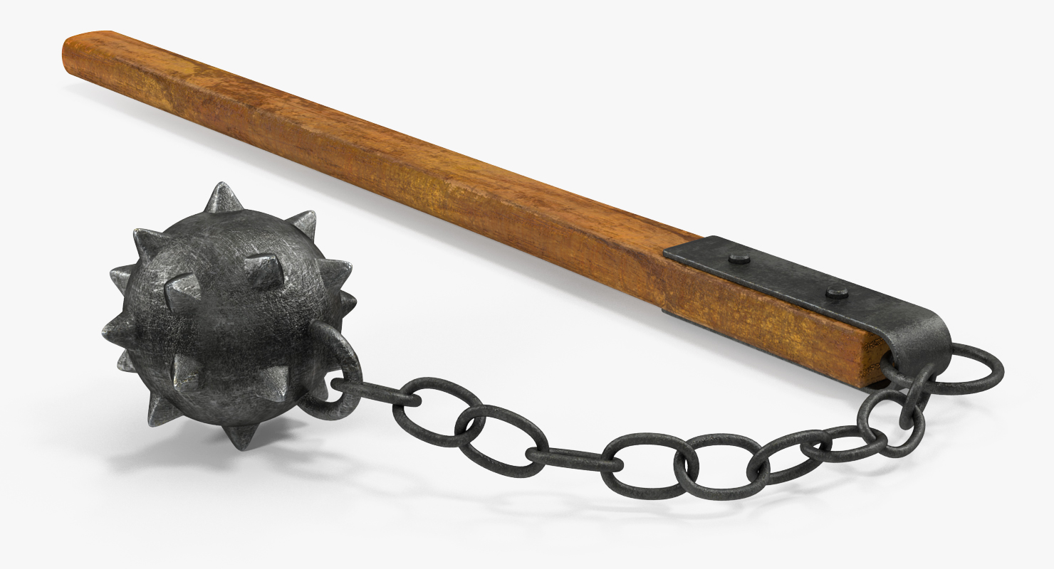 3D Vintage Flail Weapon Spiked Ball Chain Mace model