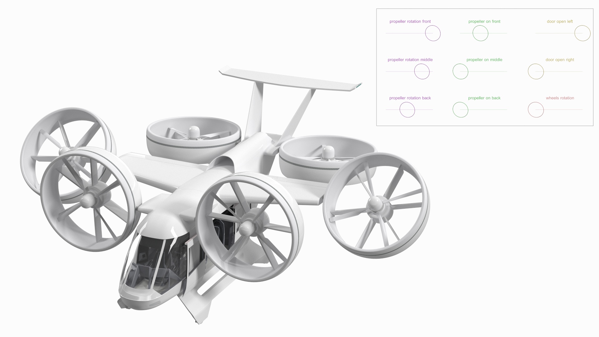 3D Futuristic Flying Taxi Rigged for Maya model
