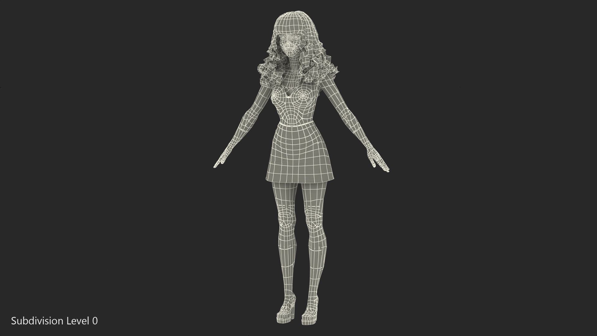 Cartoon Young Girl Youth Clothes Rigged 3D model