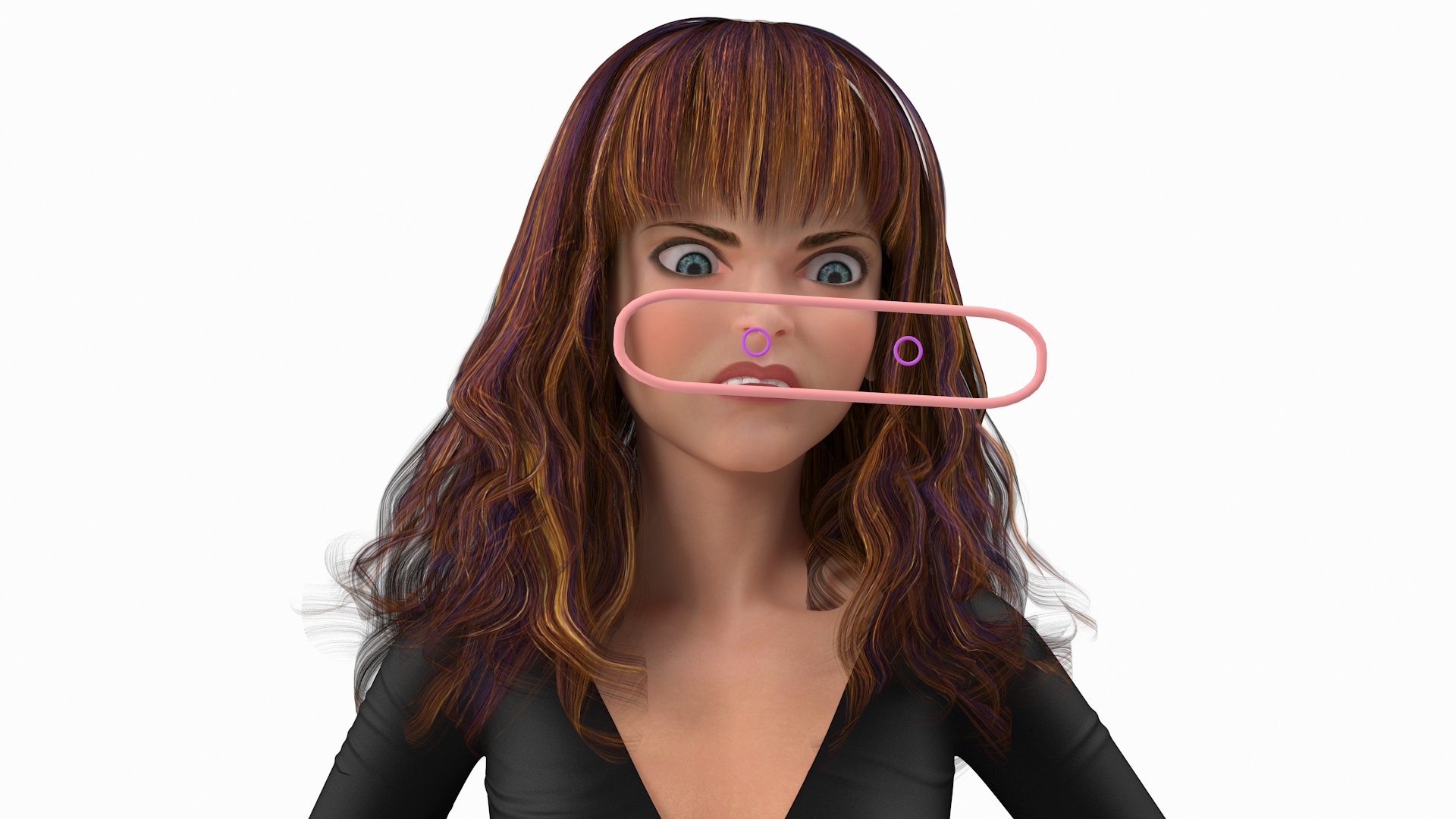 Cartoon Young Girl Youth Clothes Rigged 3D model
