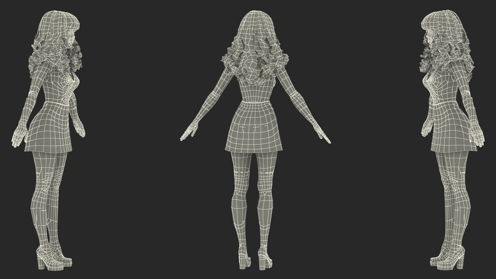 Cartoon Young Girl Youth Clothes Rigged 3D model