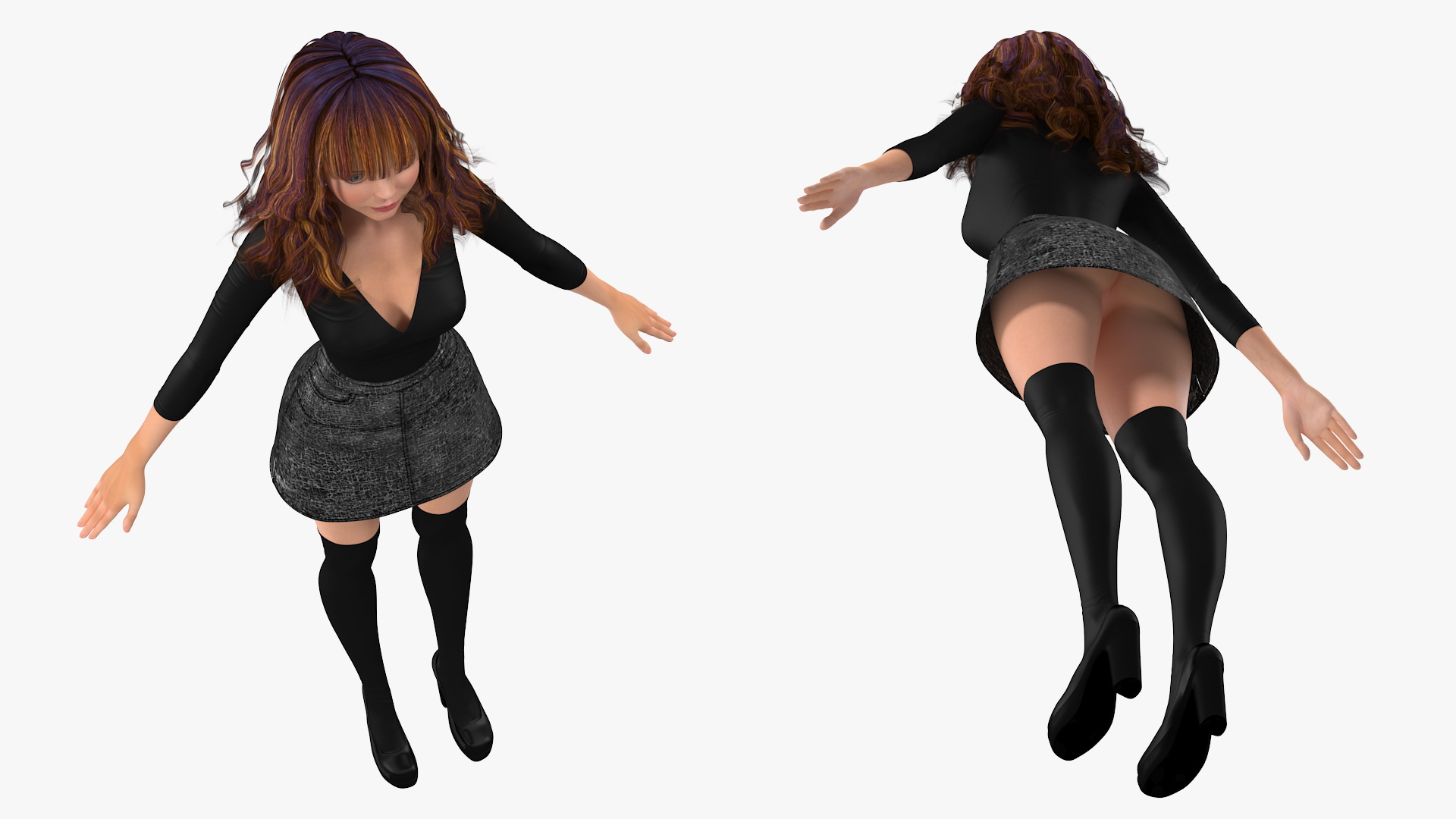 Cartoon Young Girl Youth Clothes Rigged 3D model