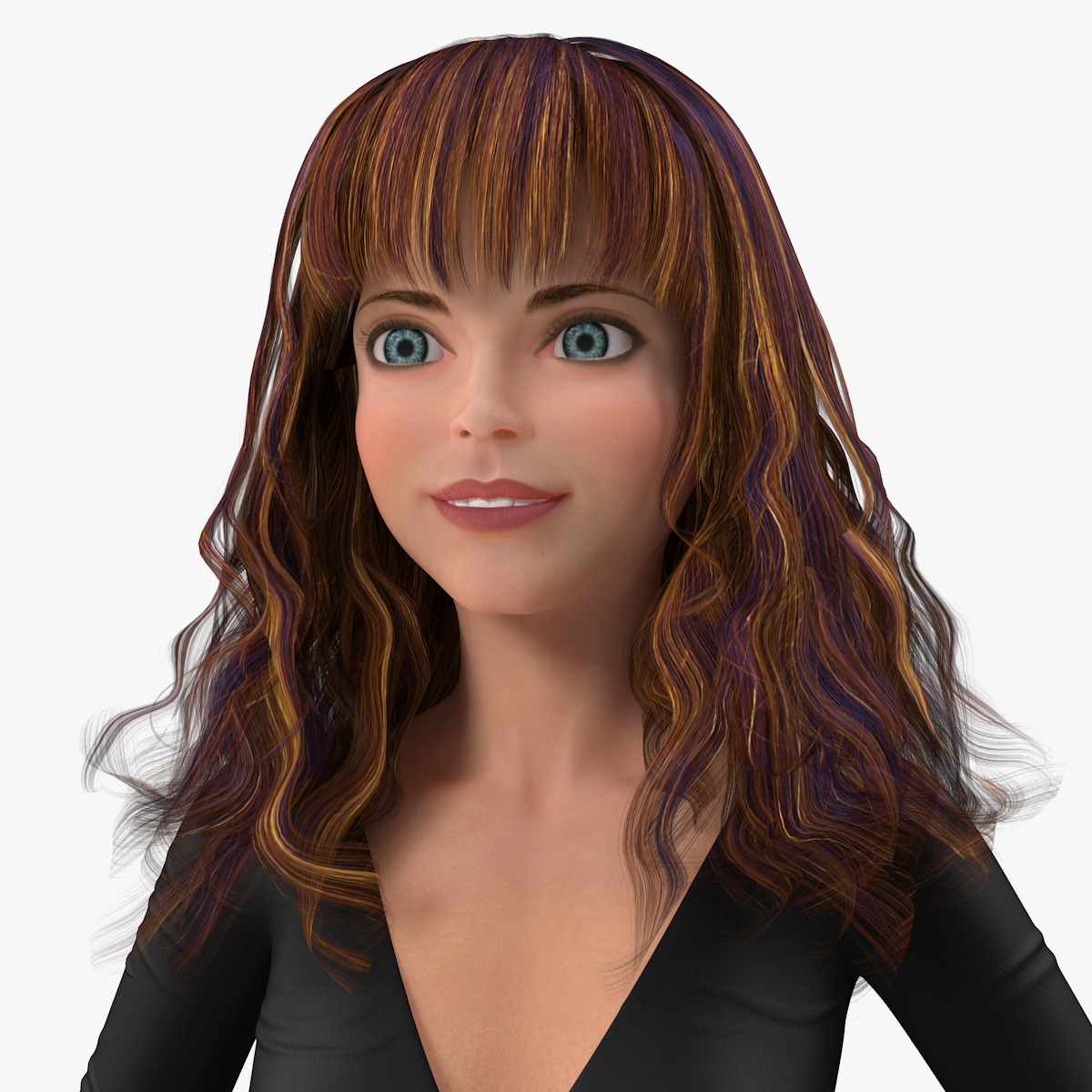 Cartoon Young Woman Youth Clothes Rigged