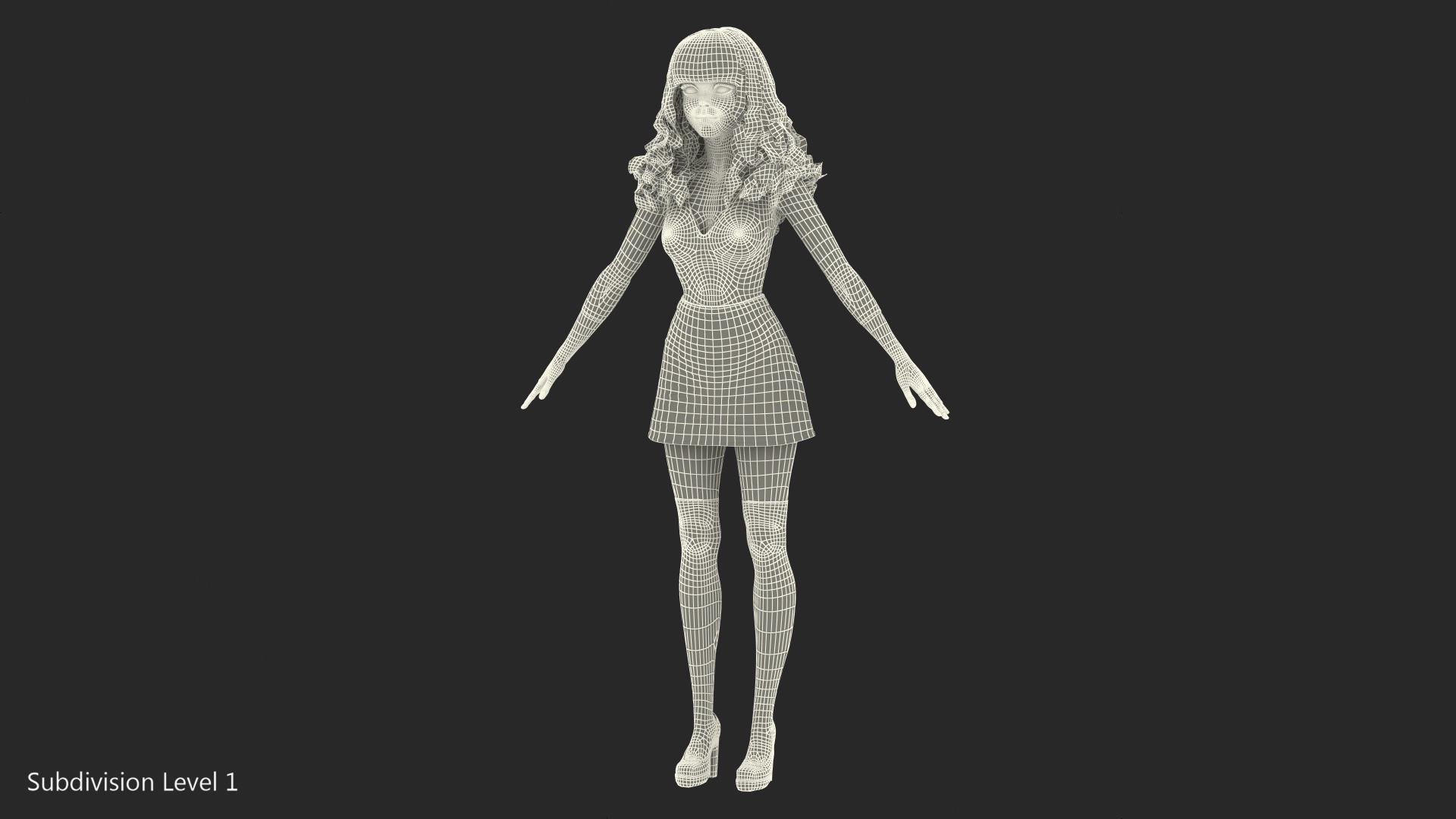 Cartoon Young Girl Youth Clothes Rigged 3D model