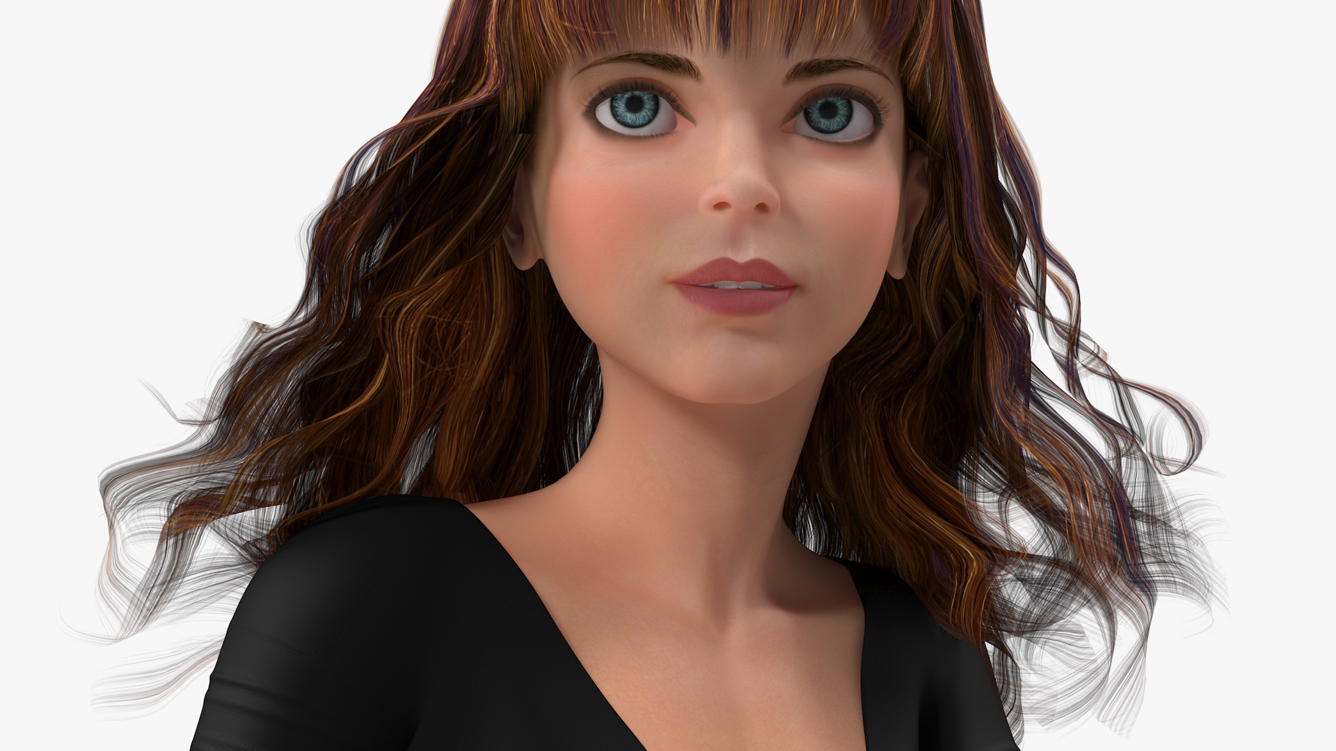 Cartoon Young Girl Youth Clothes Rigged 3D model