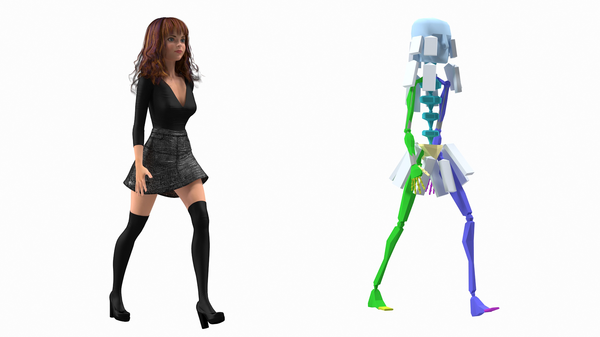 Cartoon Young Girl Youth Clothes Rigged 3D model