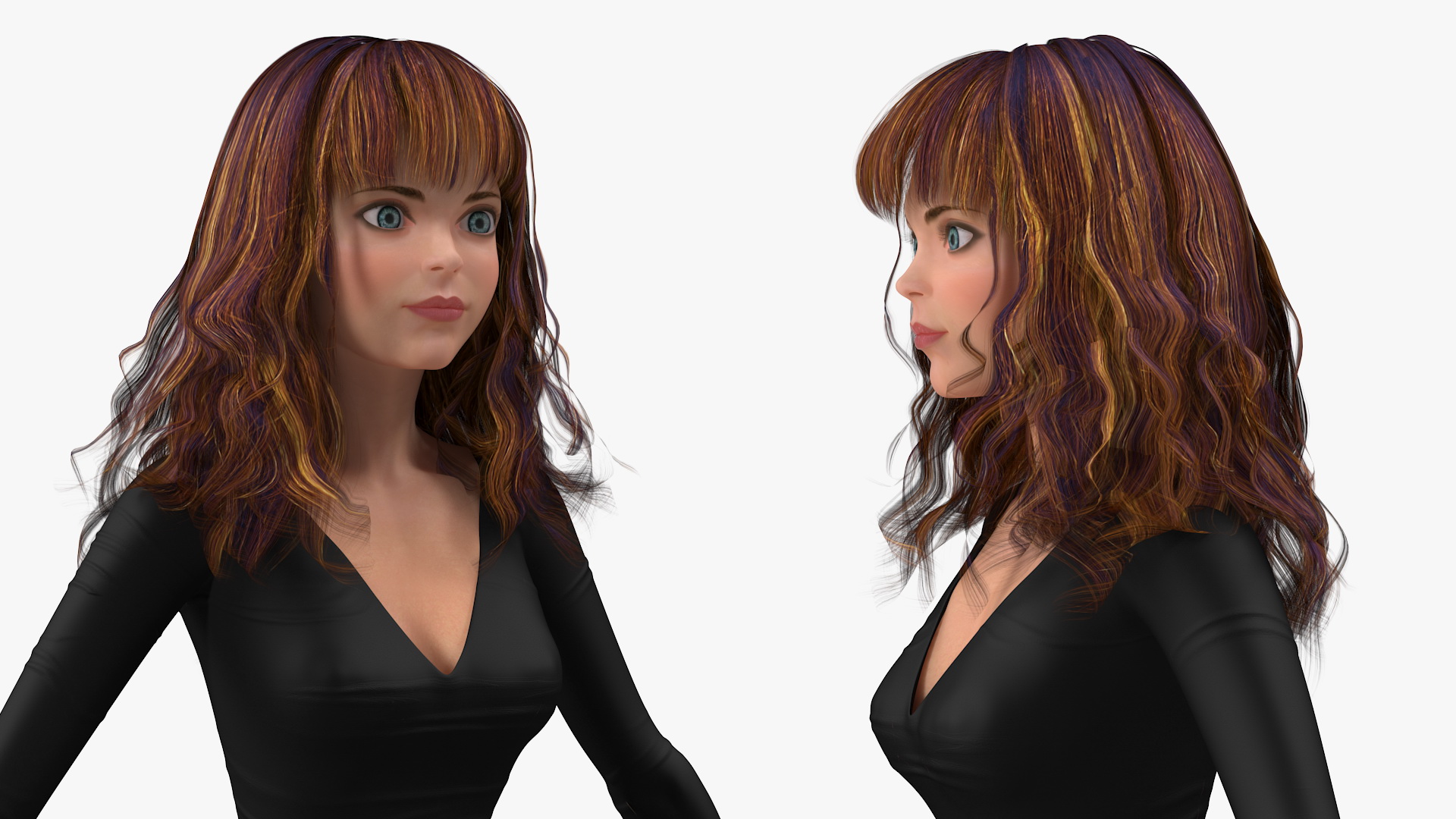 Cartoon Young Girl Youth Clothes Rigged 3D model