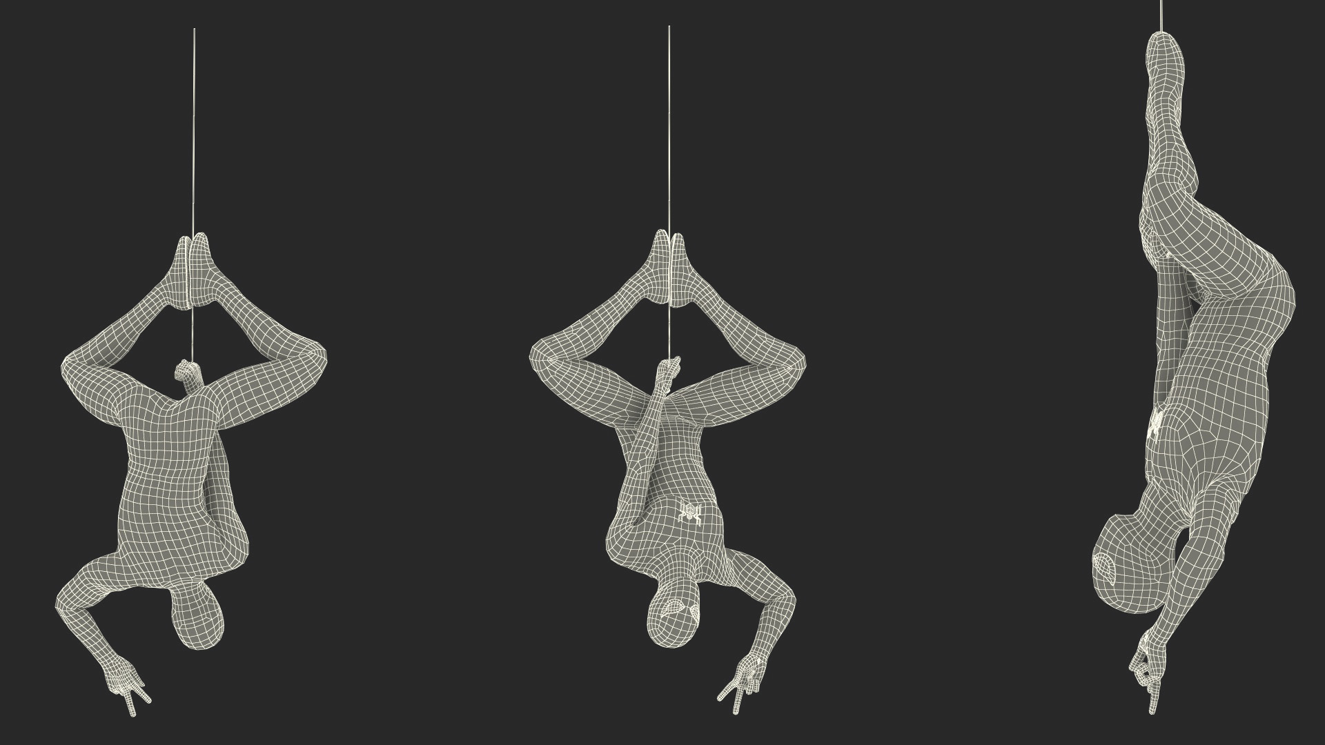 3D Spiderman Black Suit Hanging Pose model