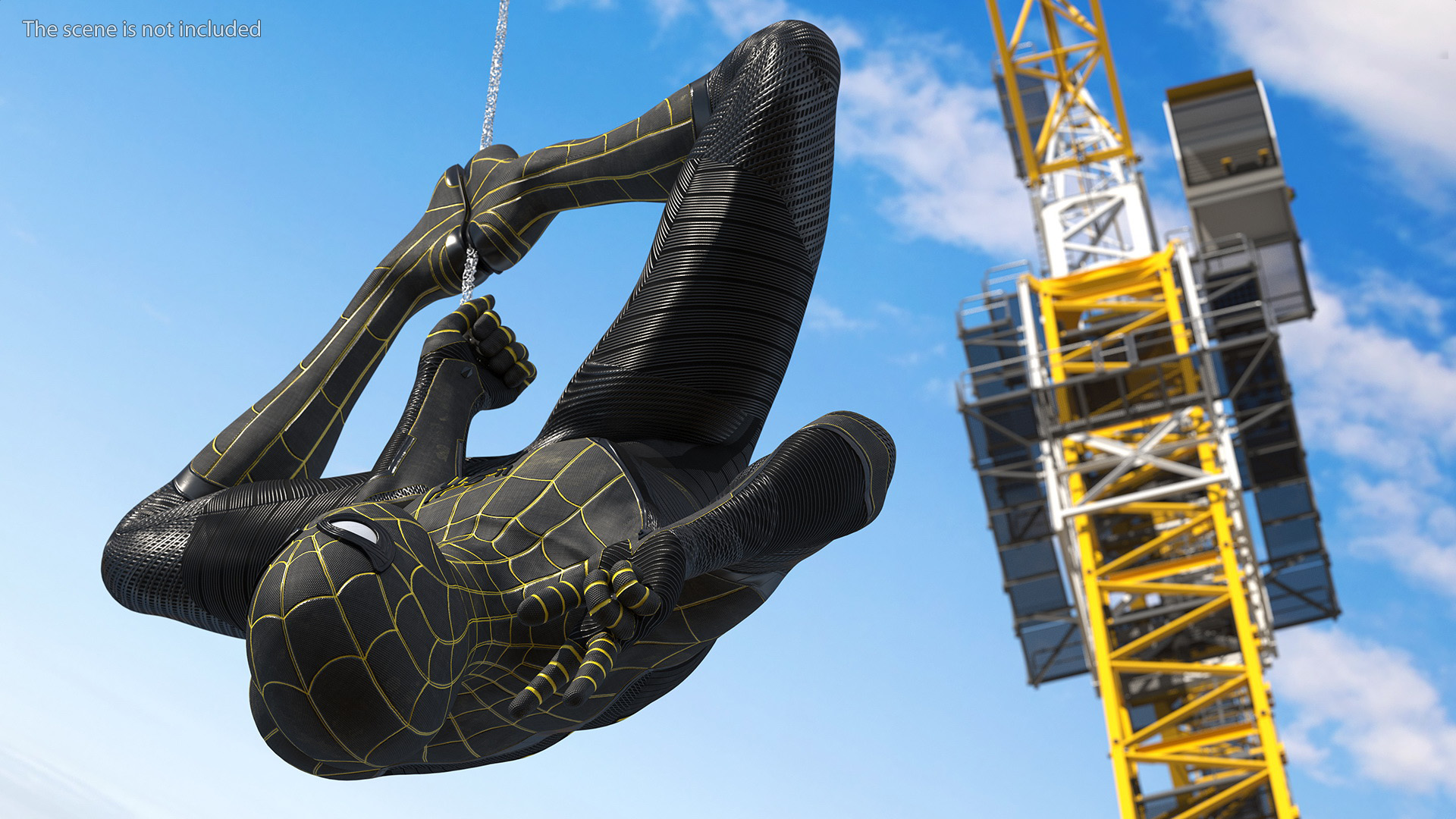 3D Spiderman Black Suit Hanging Pose model