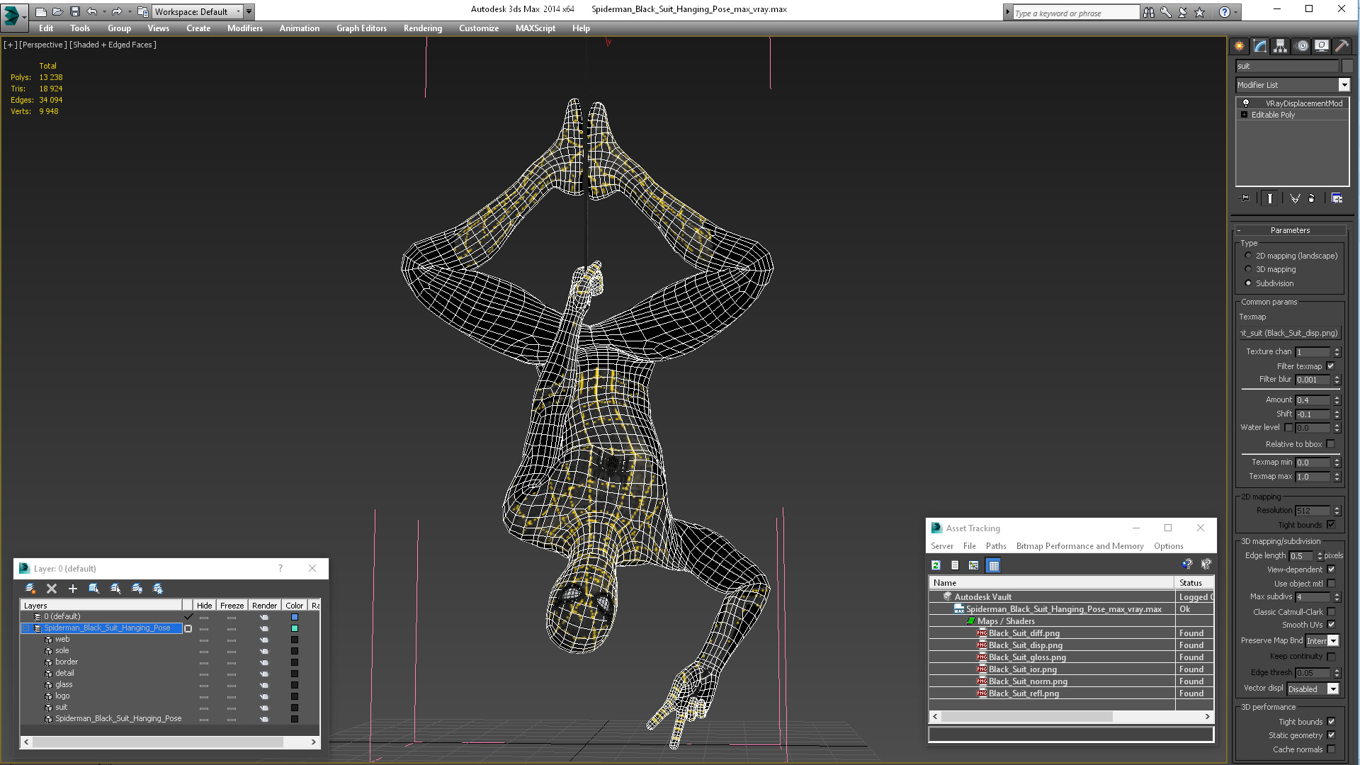 3D Spiderman Black Suit Hanging Pose model