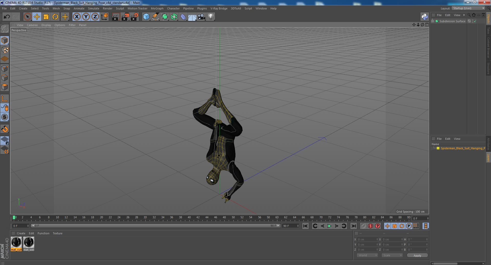 3D Spiderman Black Suit Hanging Pose model