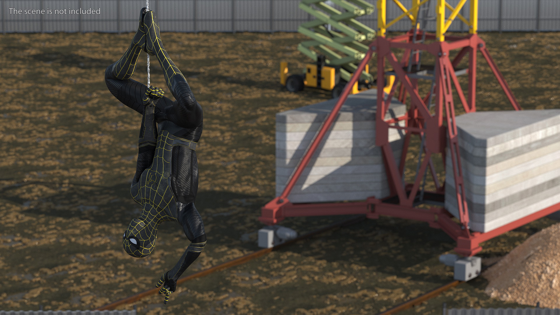 3D Spiderman Black Suit Hanging Pose model