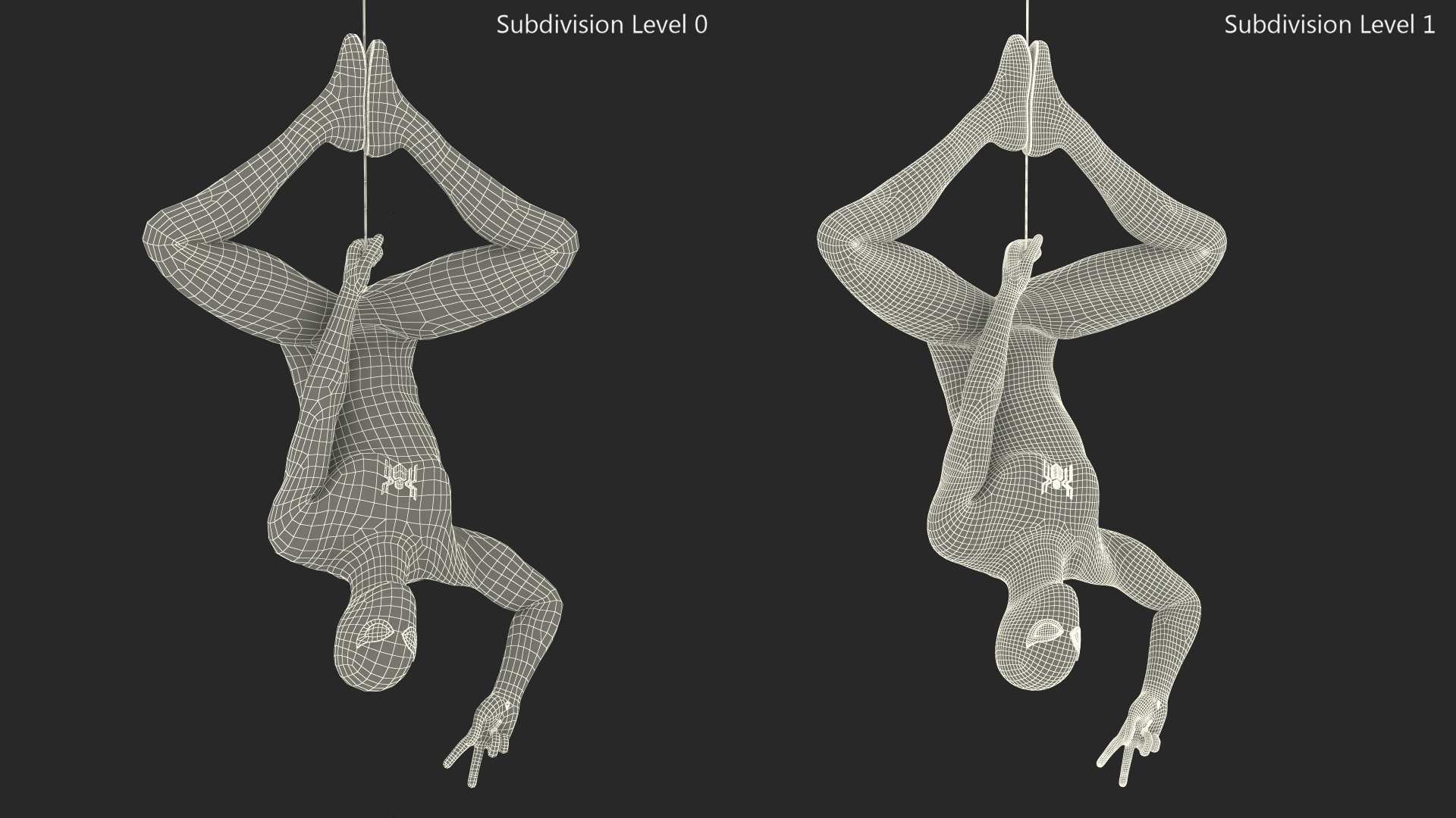 3D Spiderman Black Suit Hanging Pose model