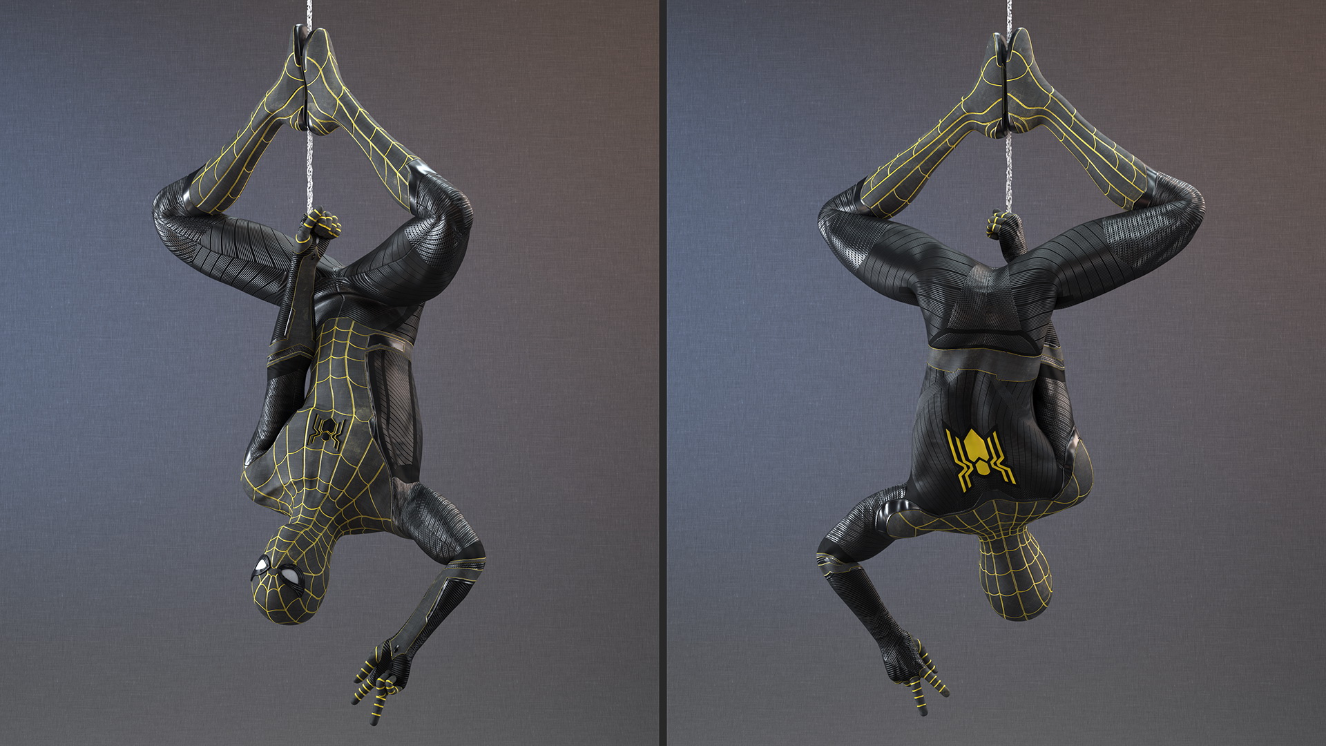 3D Spiderman Black Suit Hanging Pose model