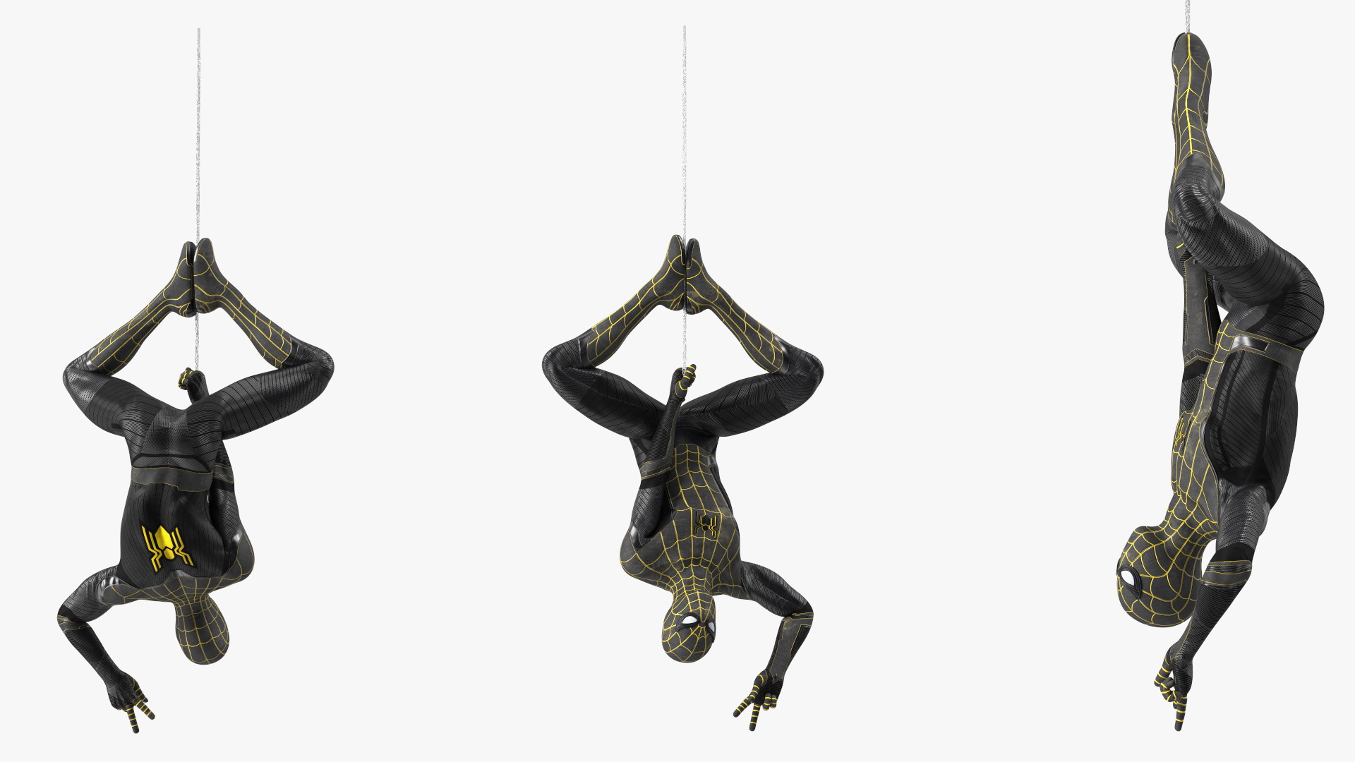 3D Spiderman Black Suit Hanging Pose model