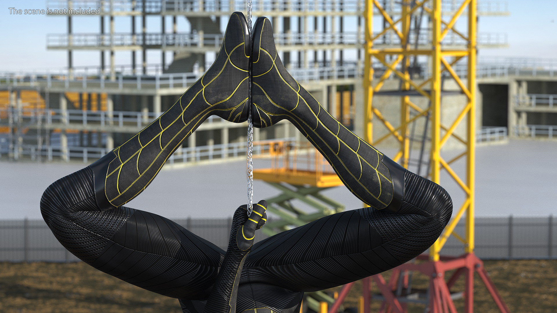 3D Spiderman Black Suit Hanging Pose model
