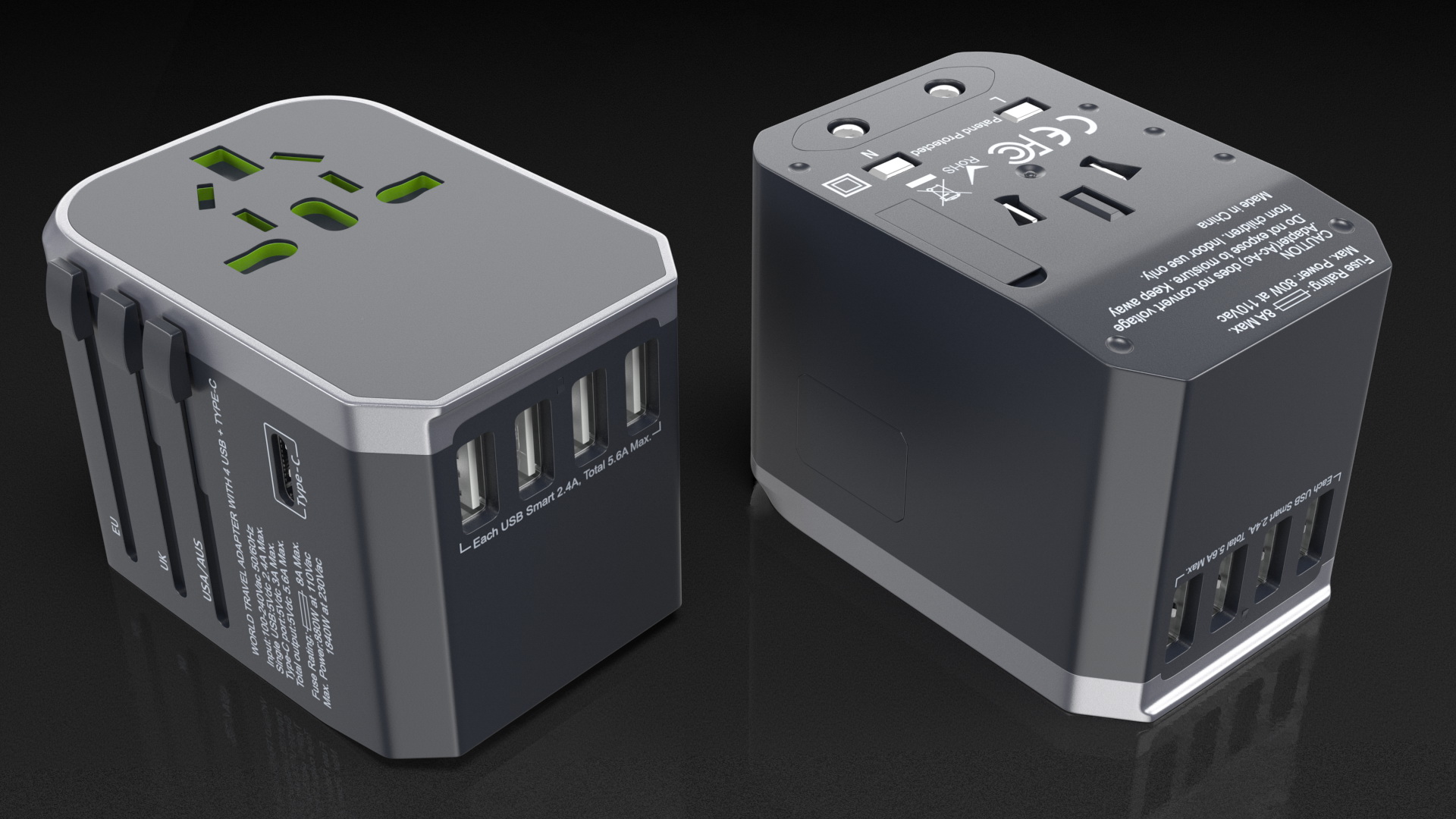 3D model International Plug Adapter with USB